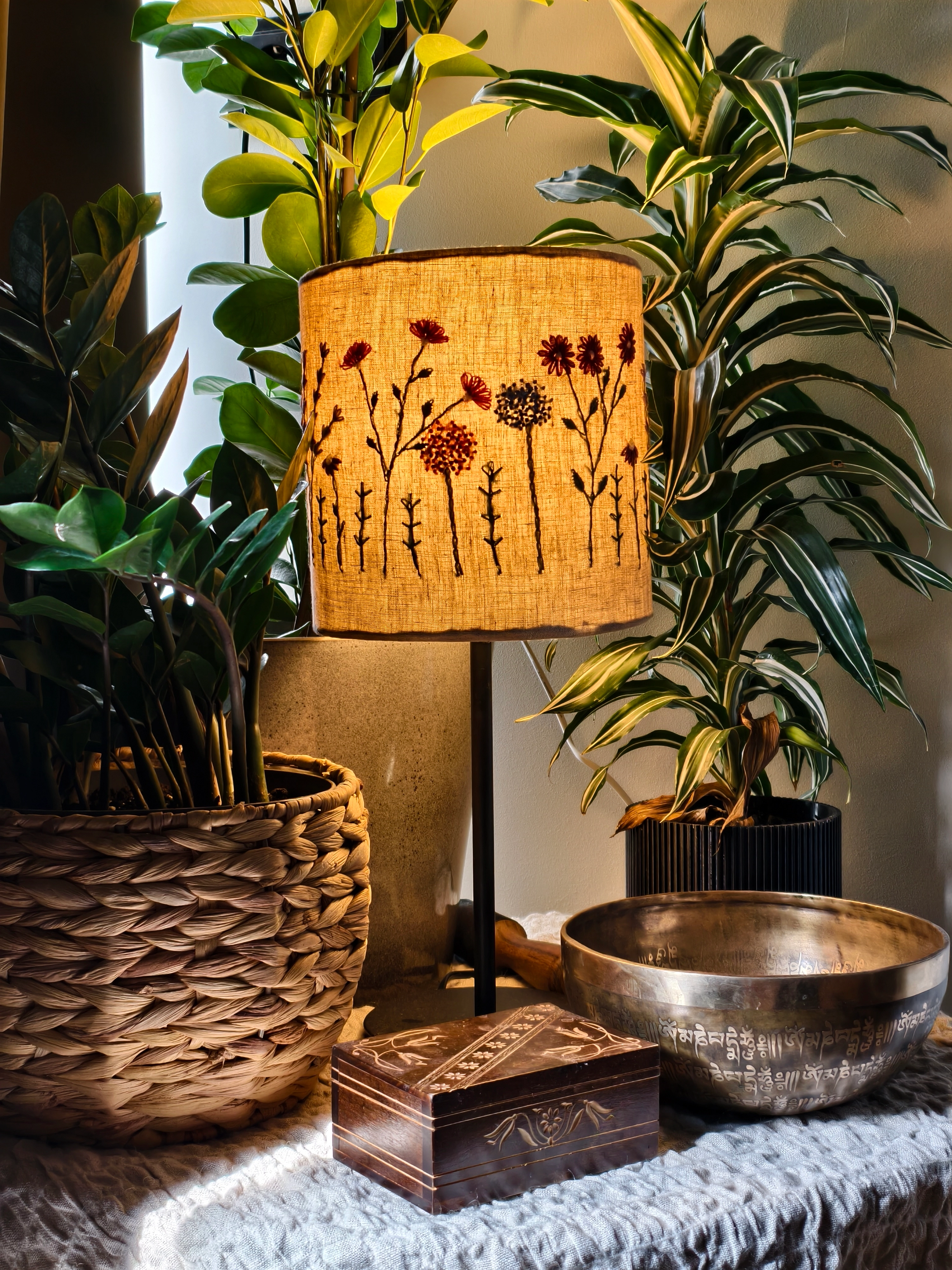 Embroidered Floral Lampshade D20cm #02