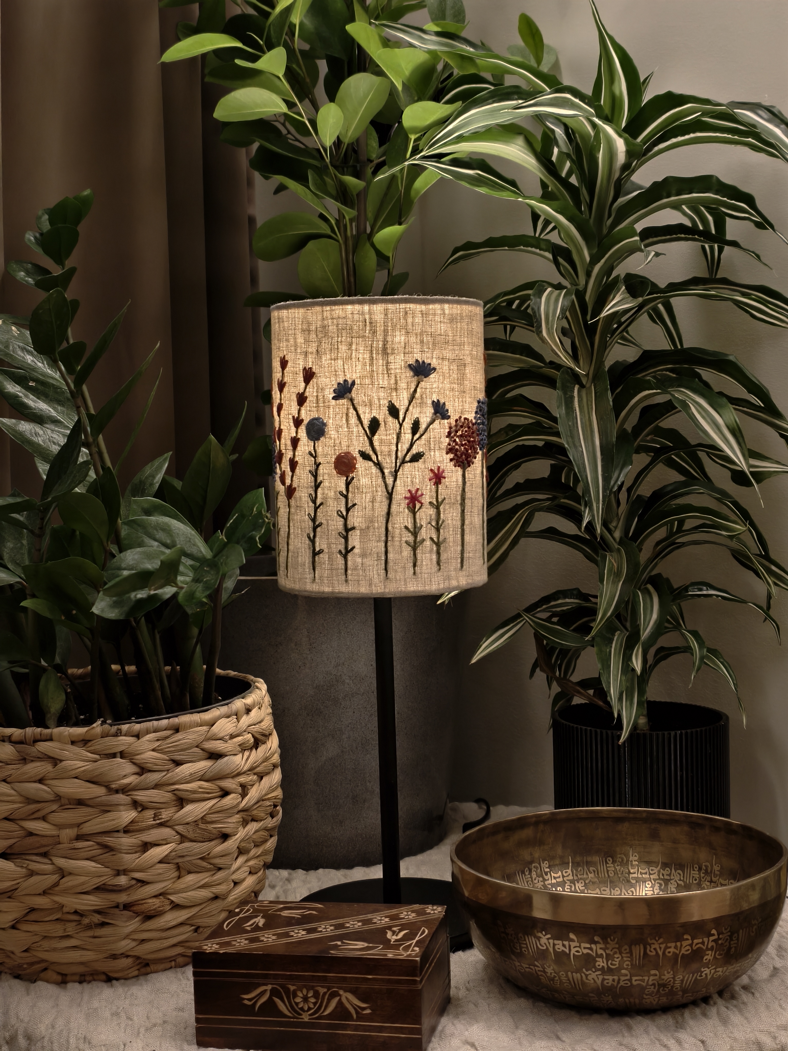 Embroidered Floral Lampshade D15cm 