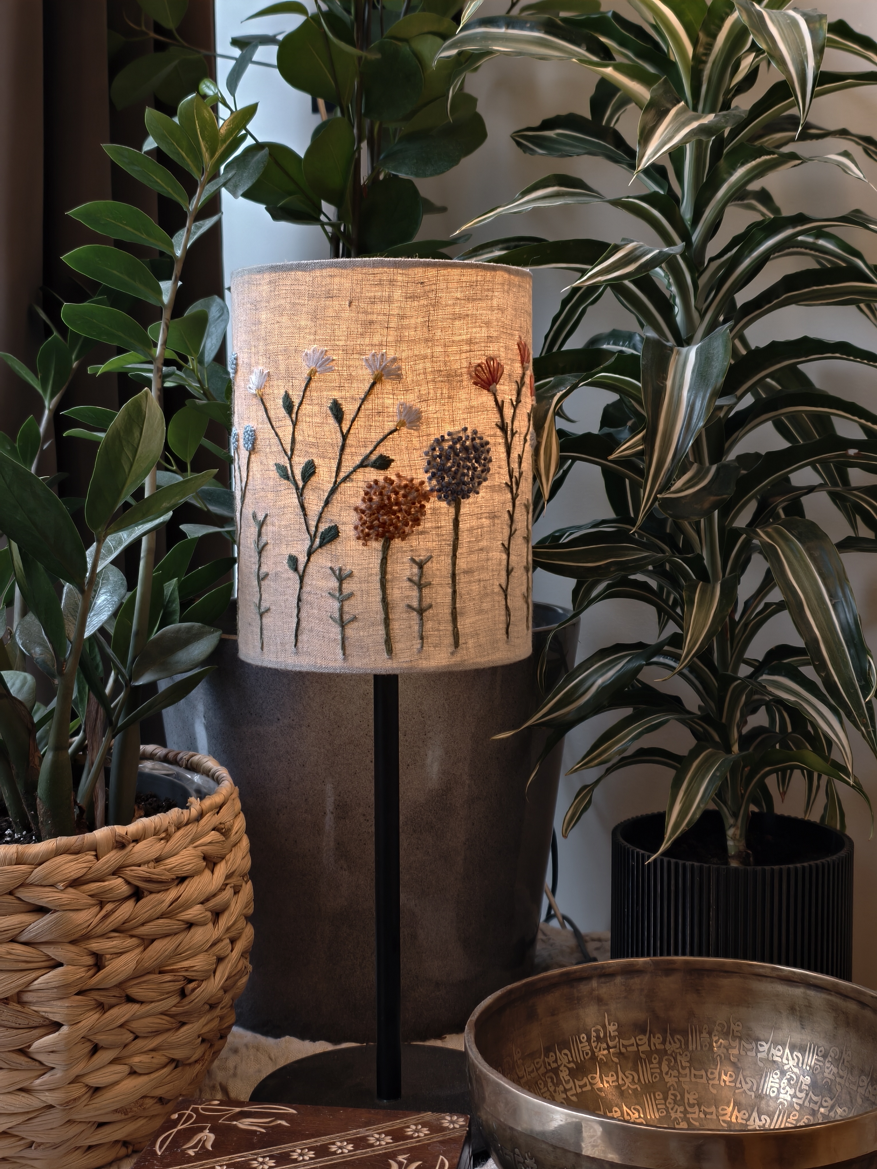 Embroidered Floral Lampshade D15cm 