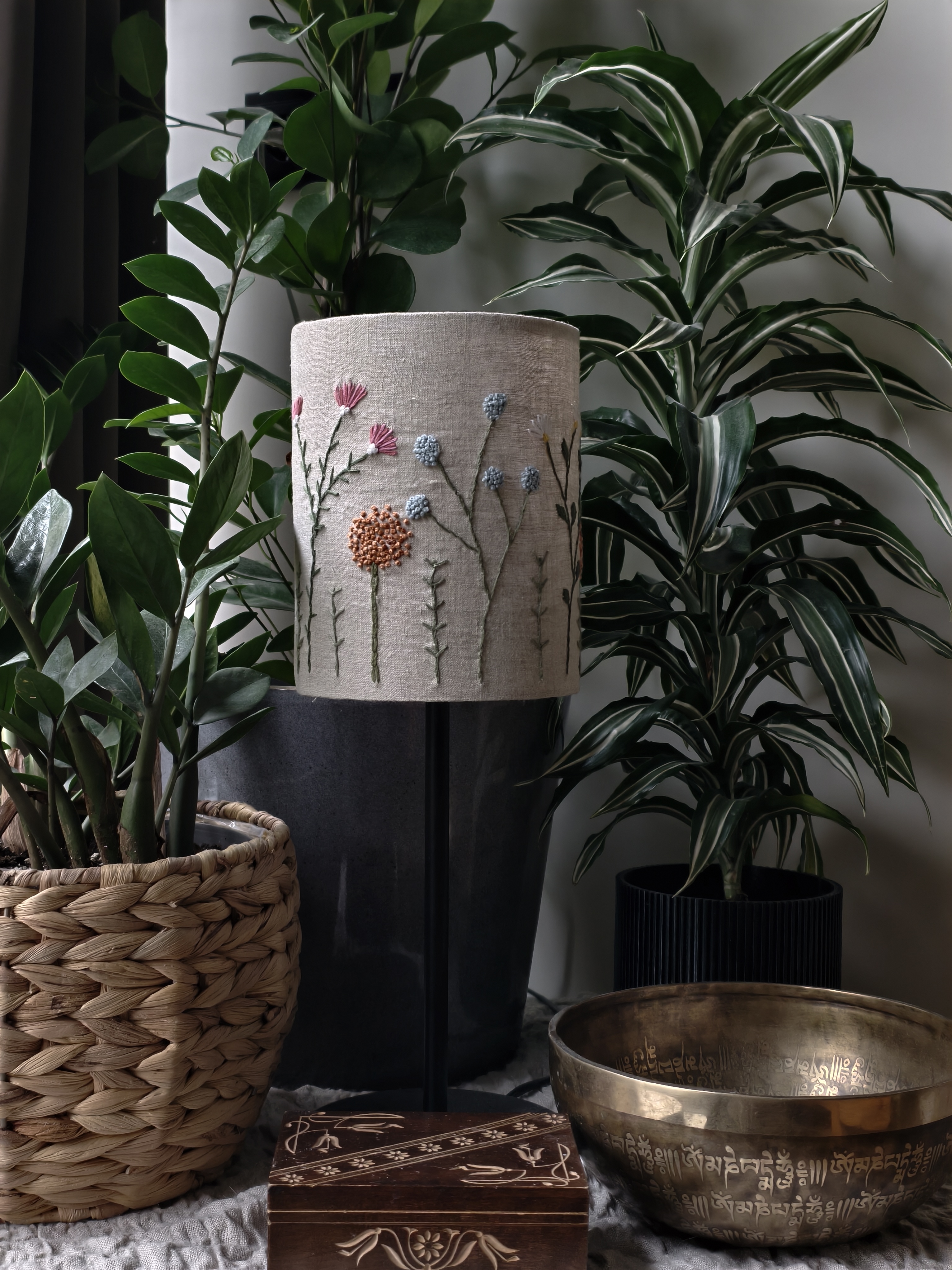 Embroidered Floral Lampshade D15cm 