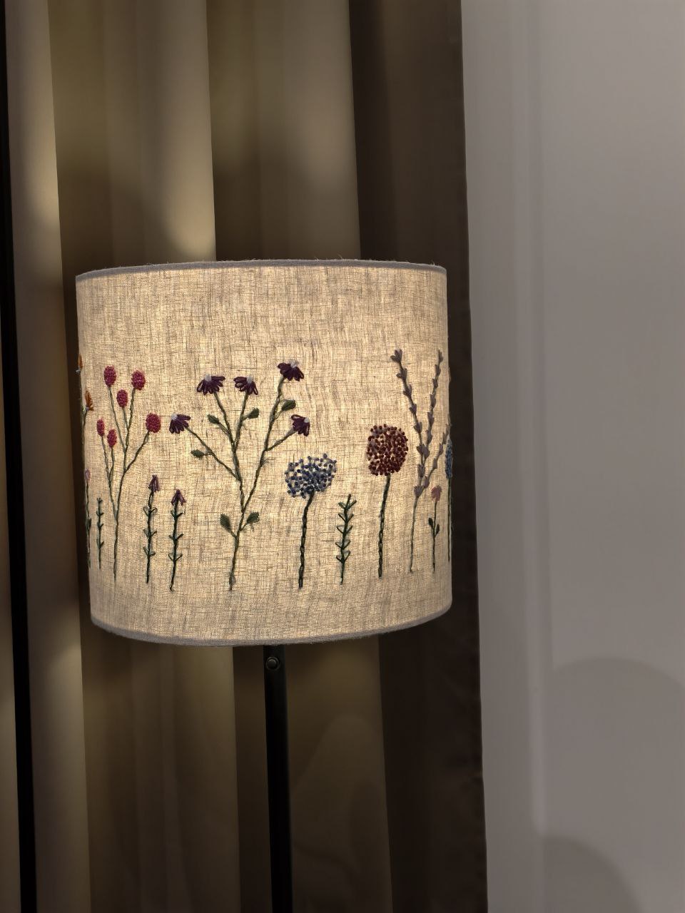 Embroidered Linen Lampshade D30cm 