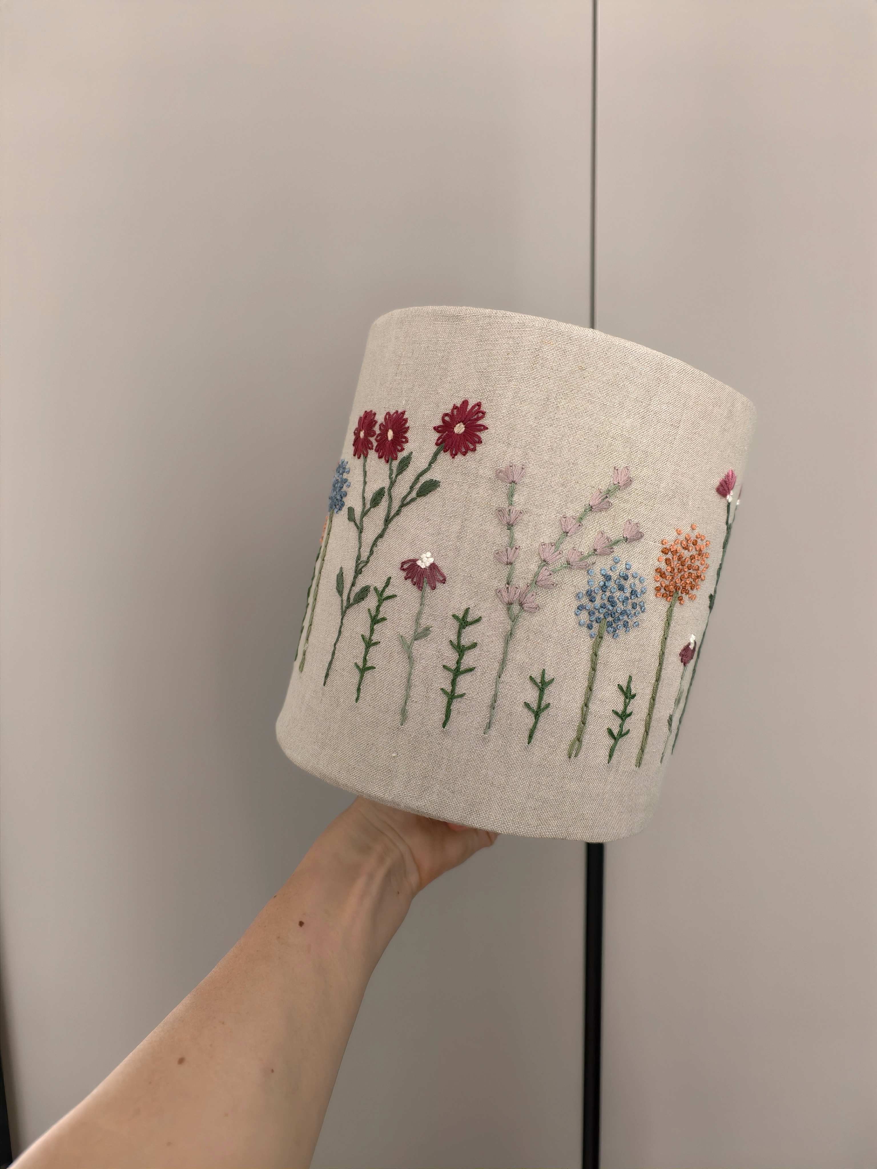 Embroidered Floral Lampshade D20cm #02