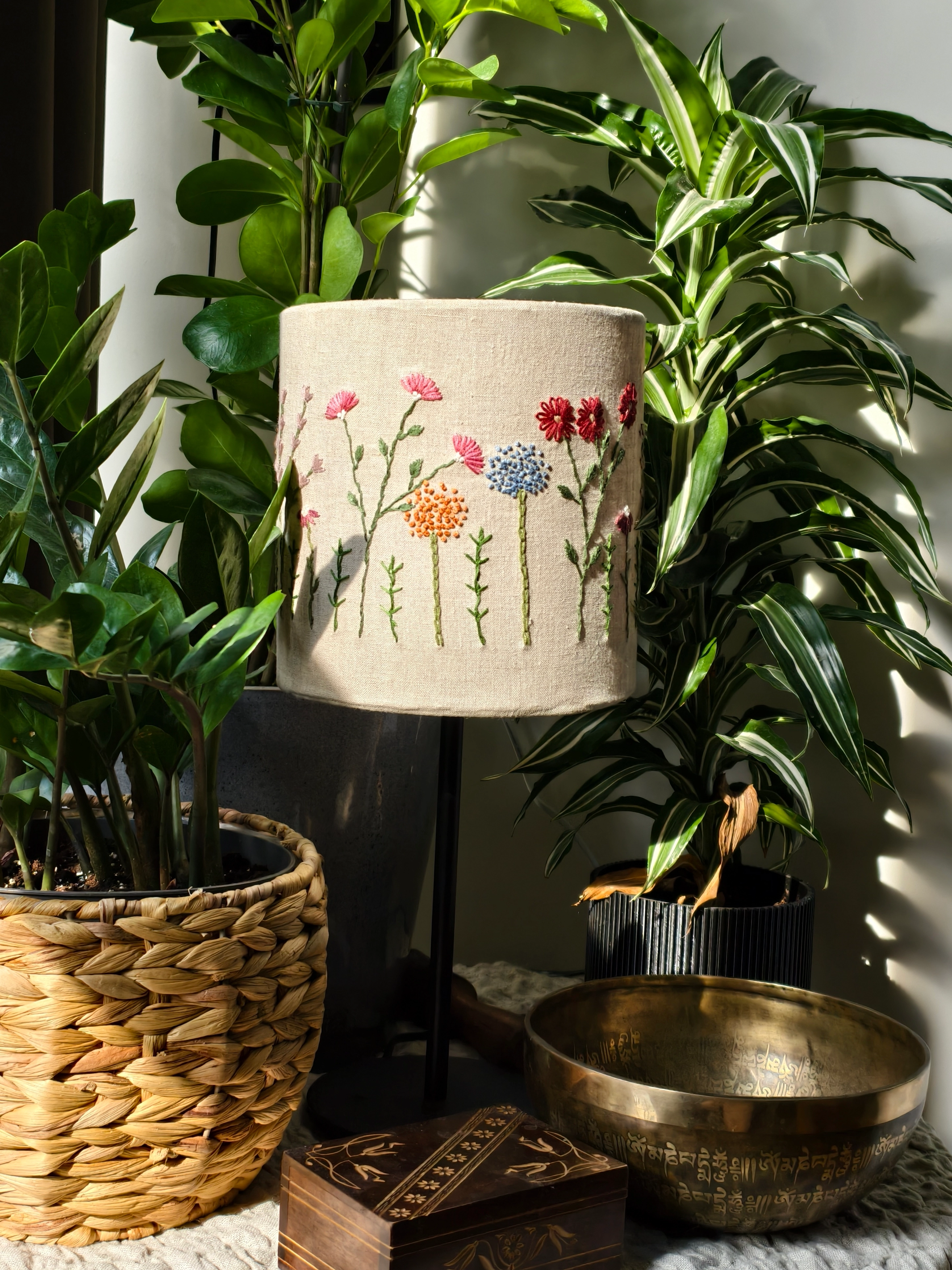 Embroidered Floral Lampshade D20cm #02