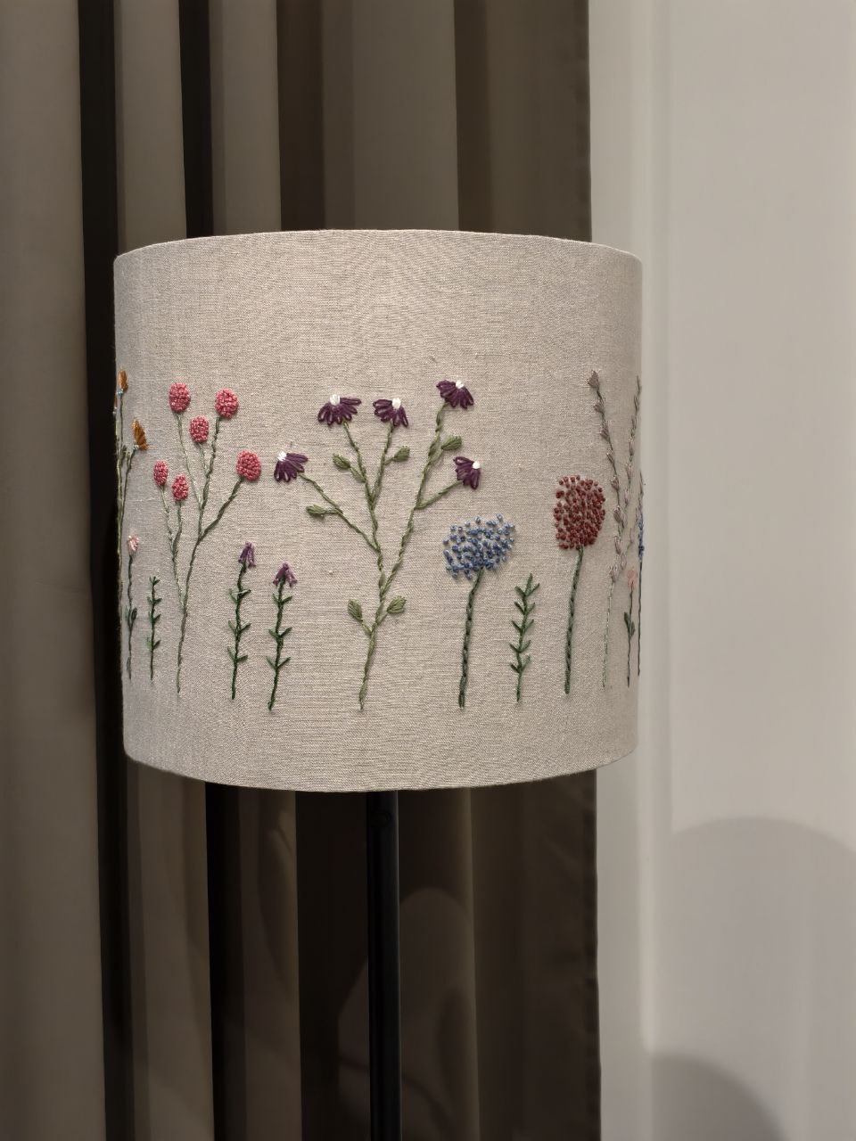 Embroidered Linen Lampshade D30cm 