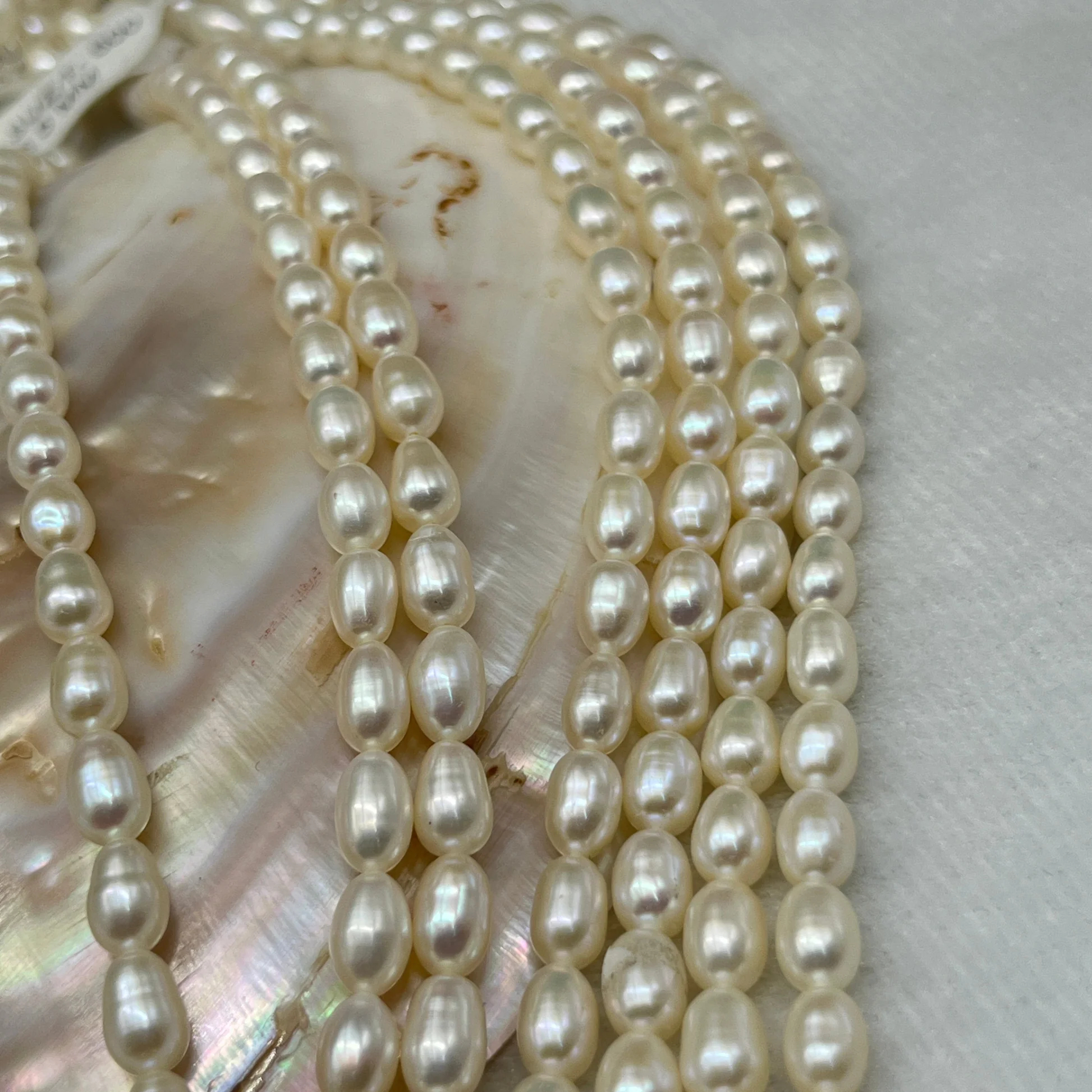 Fresh Water Pearl Cream Color, Rice Shape, AA Luster Pearl, 5-5.5 MM Size