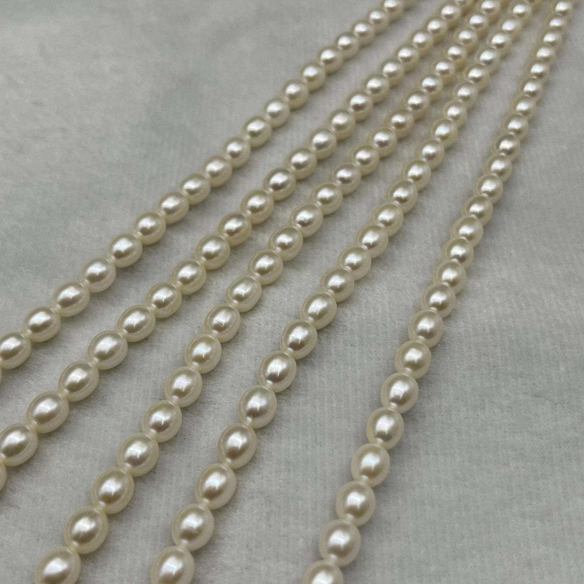 Fresh Water Pearl Cream Color, Rice Shape, AAA Luster Pearl, 6-6.5 MM Size