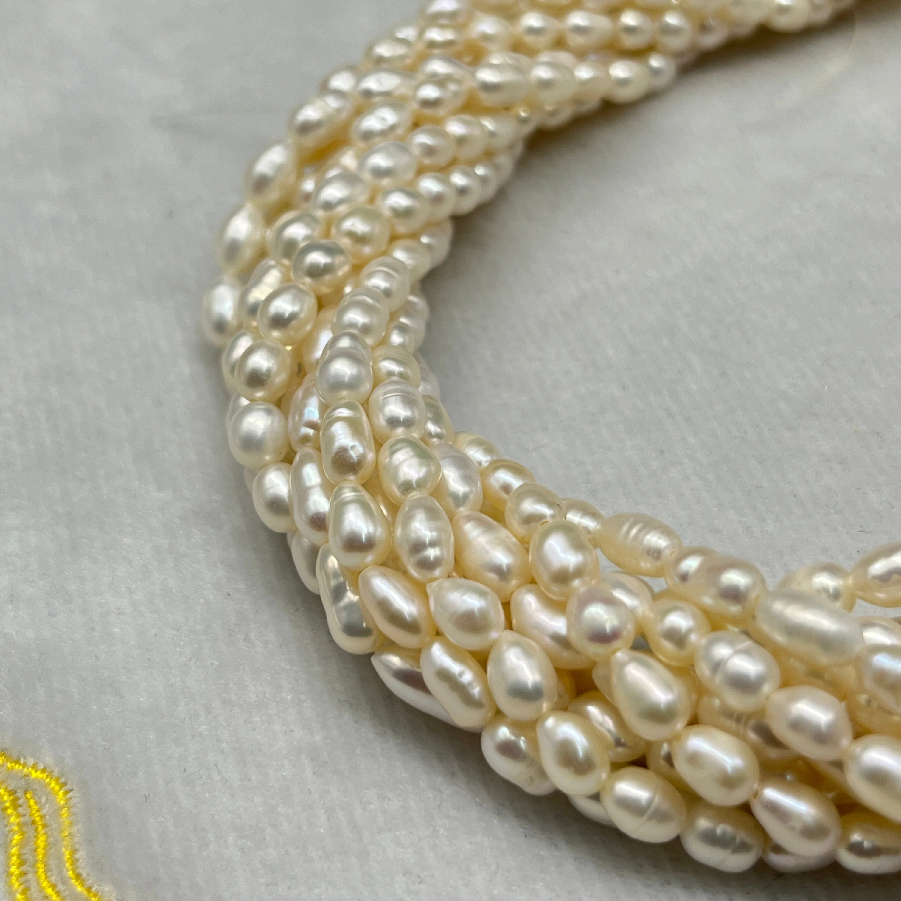 Fresh Water Pearl Cream Color, Rice Shape, A Luster Pearl, 4-4.5 MM Size