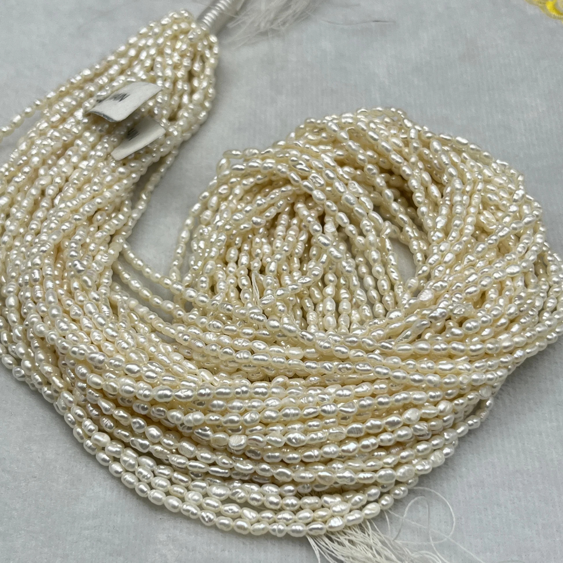 Fresh Water Pearl Cream Color | Rice Shape | AA Luster Pearl | 3 MM Size