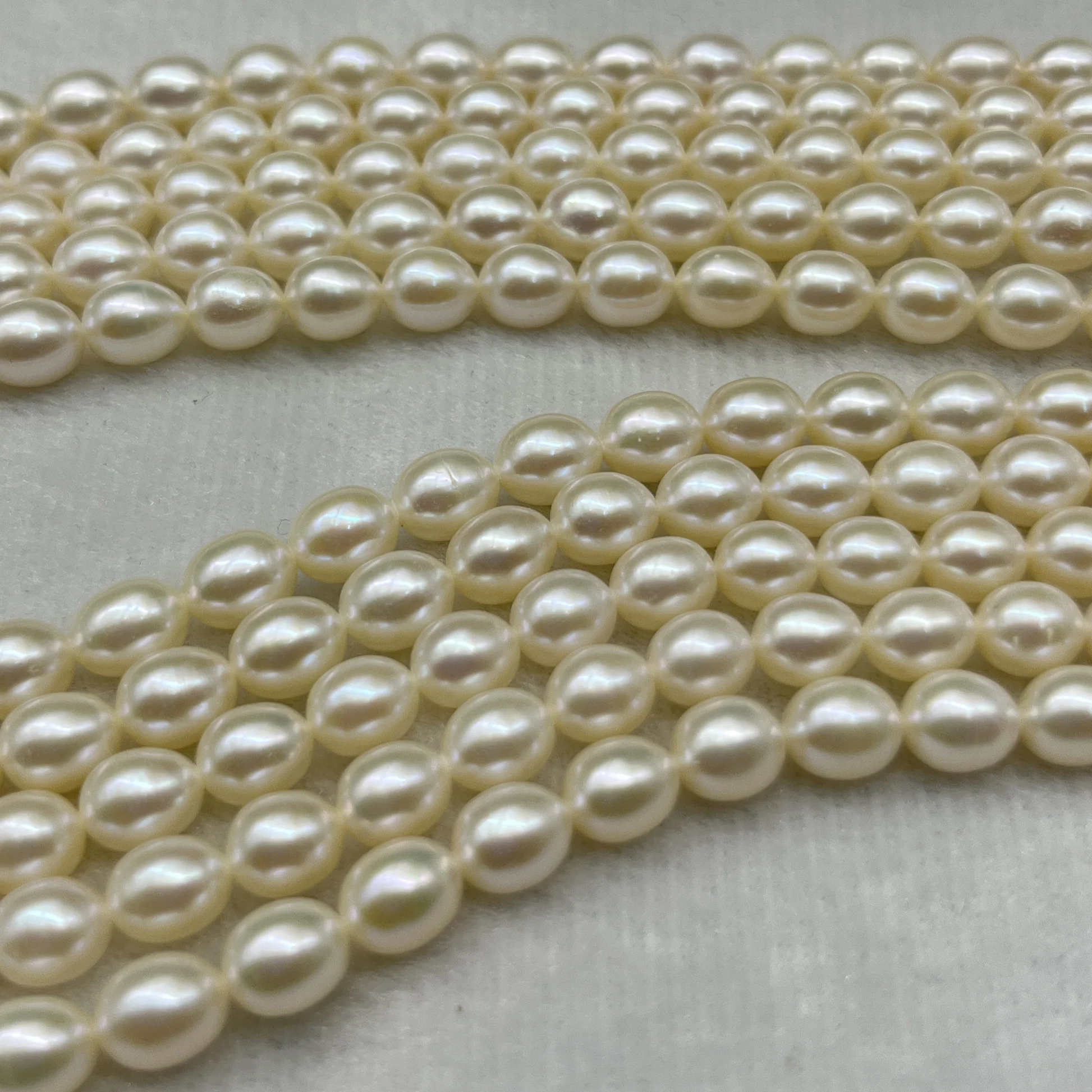 Fresh Water Pearl Cream Color, Rice Shape, AAA Luster Pearl, 6-6.5 MM Size