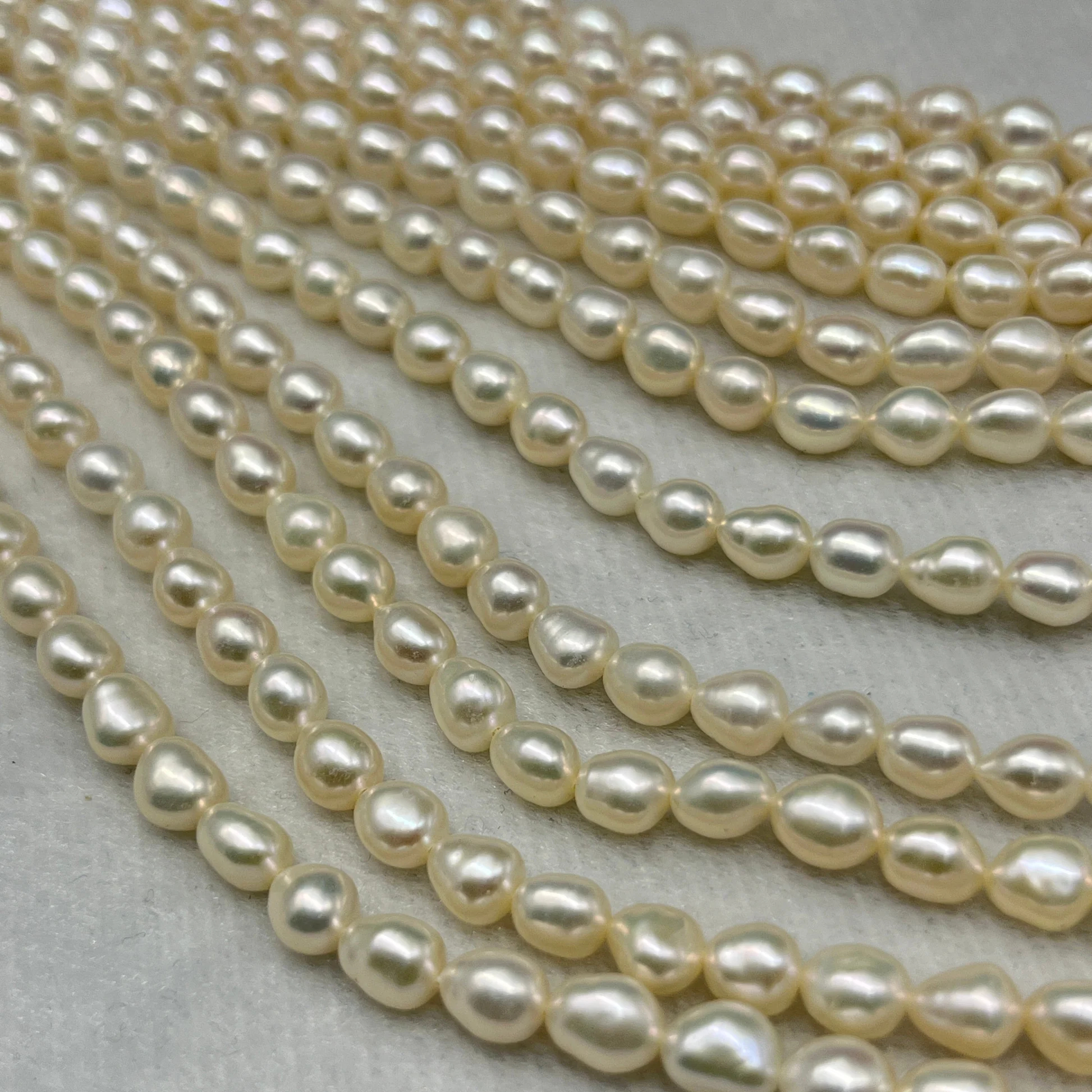 Fresh Water Pearl Cream Color, Rice Shape, AA Luster Pearl, 5.5-6 MM Size