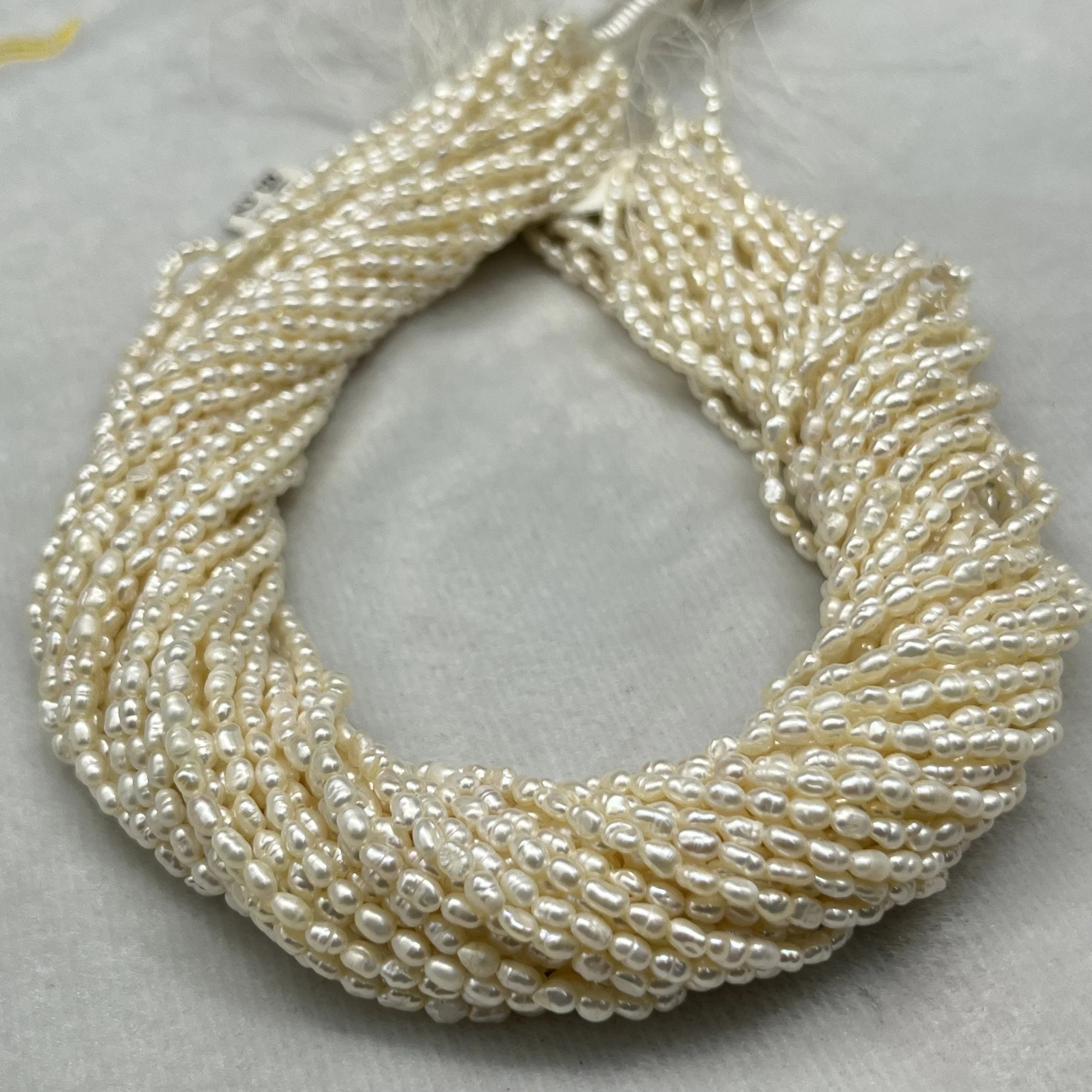 Fresh Water Pearl Cream Color | Rice Shape | AA Luster Pearl | 3 MM Size