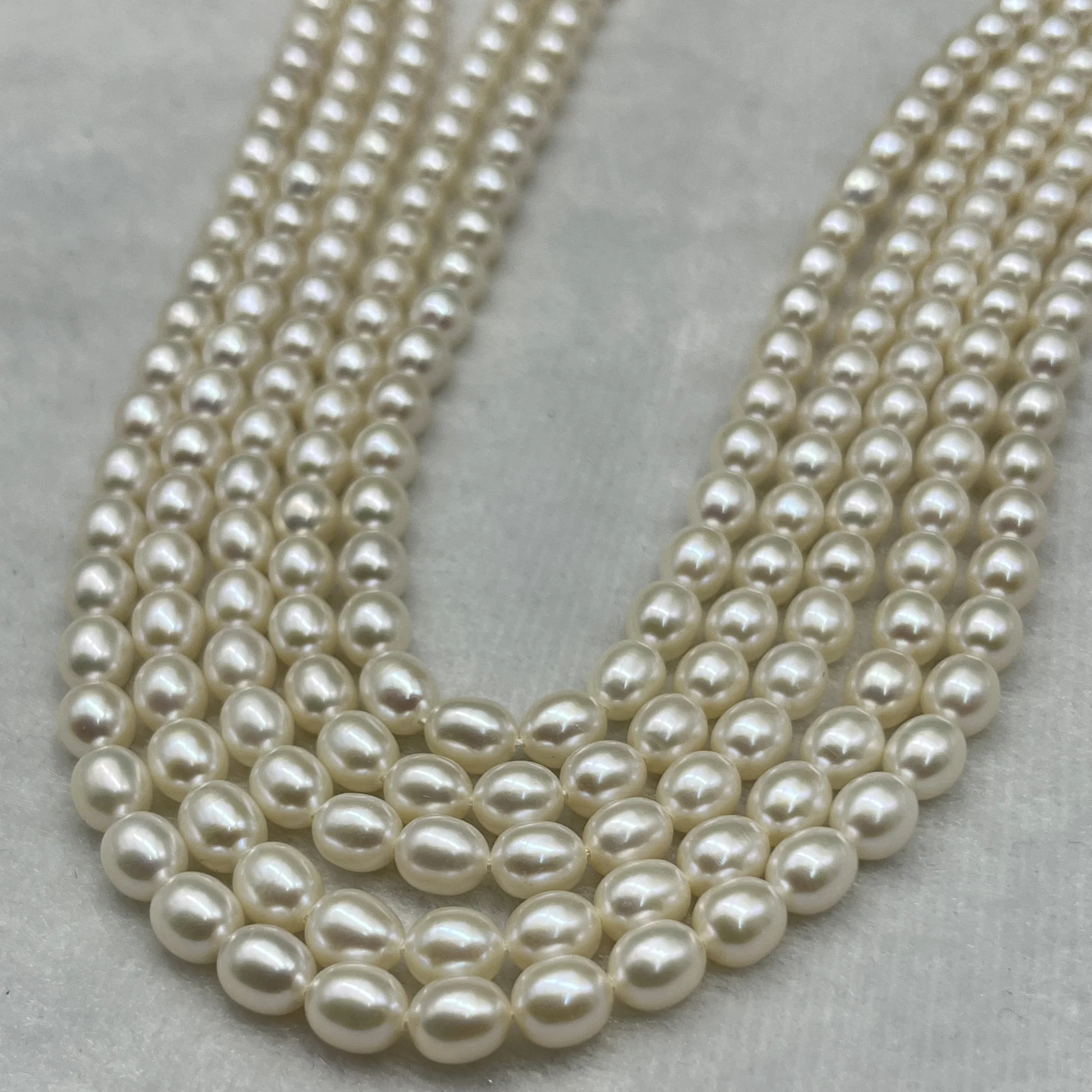 Fresh Water Pearl Cream Color, Rice Shape, AAA Luster Pearl, 6-6.5 MM Size