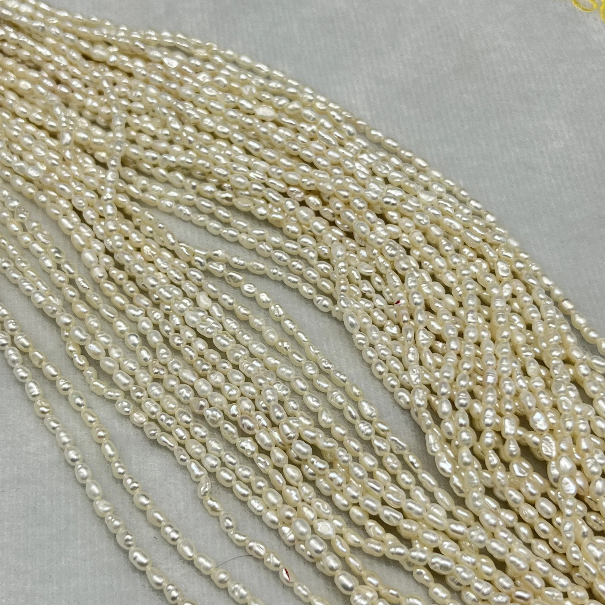 Fresh Water Pearl Cream Color | Rice Shape | AA Luster Pearl | 3 MM Size