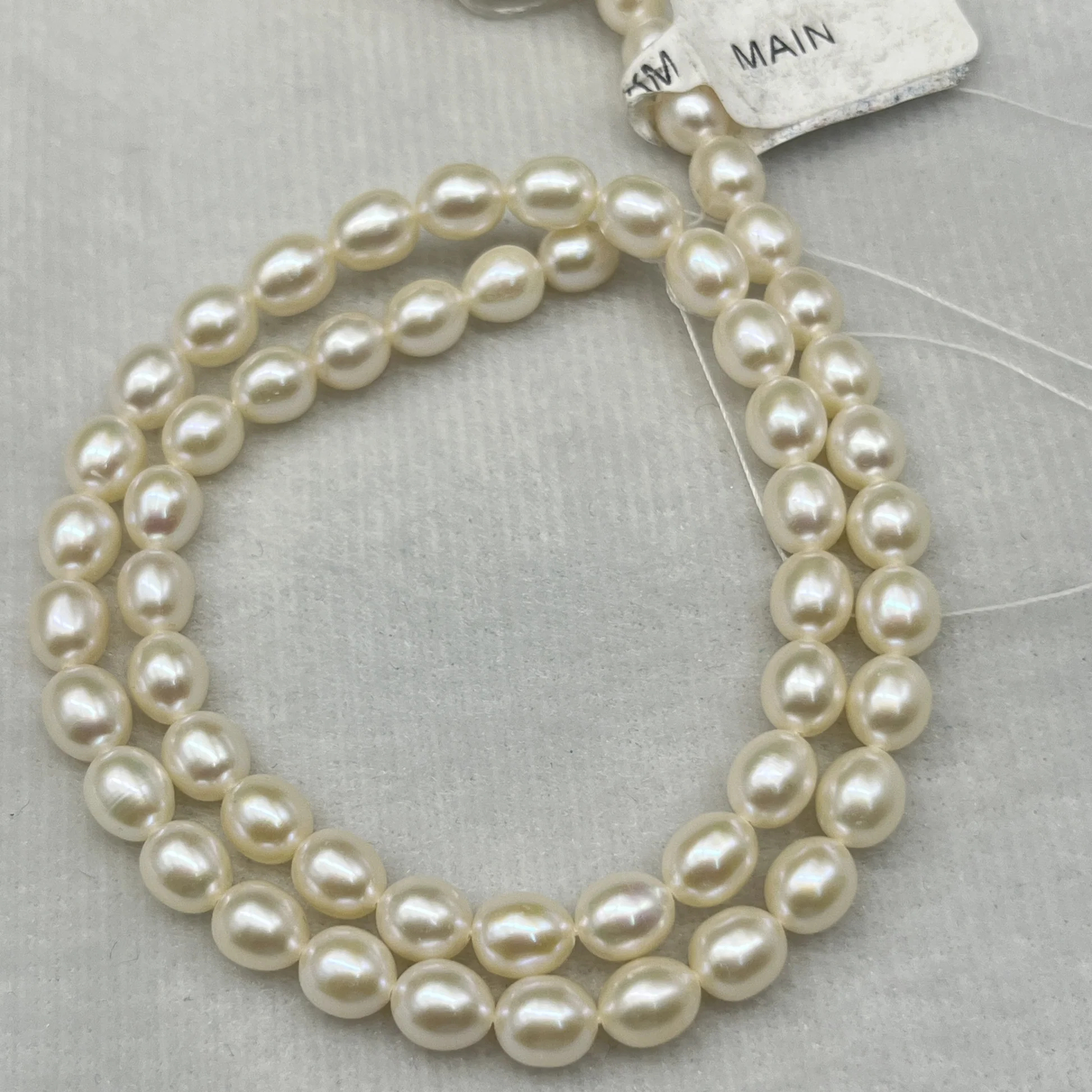 Fresh Water Pearl Cream Color, Rice Shape, AAA Luster Pearl, 6-6.5 MM Size