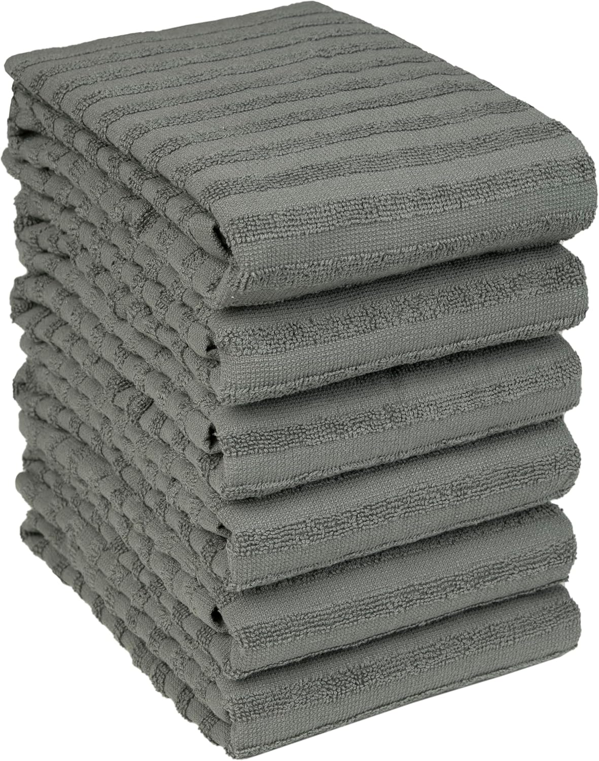 Kitchen Towels- 6 Pack | Large Cotton Kitchen Hand Towels | Flat & Terry Dish Towel | Highly Absorbent Tea Towels Set with Hanging Loop