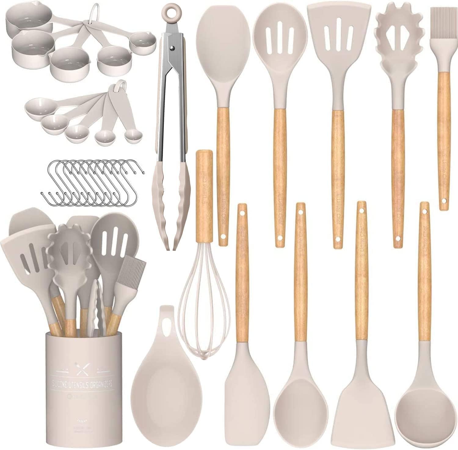Kitchen Cooking Utensils Set, 33 pcs Non-Stick Silicone Cooking Kitchen Utensils Spatula Set with Holder