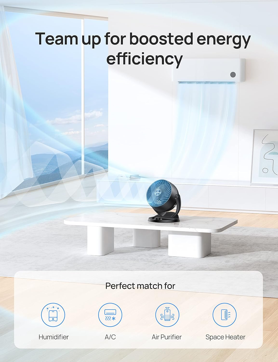 Fan for Bedroom, 12 Inches, 70ft Powerful Airflow, 28db Quiet Table Air Circulator Fans for Whole Room, 120° Adjustable Tilt, 3 Speeds