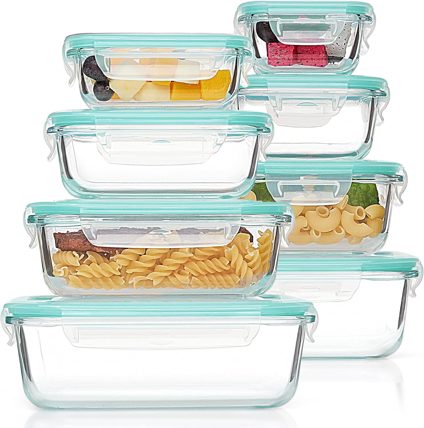 8 Pack Glass Food Storage Containers with Airtight Lids, Glass Meal Prep Containers
