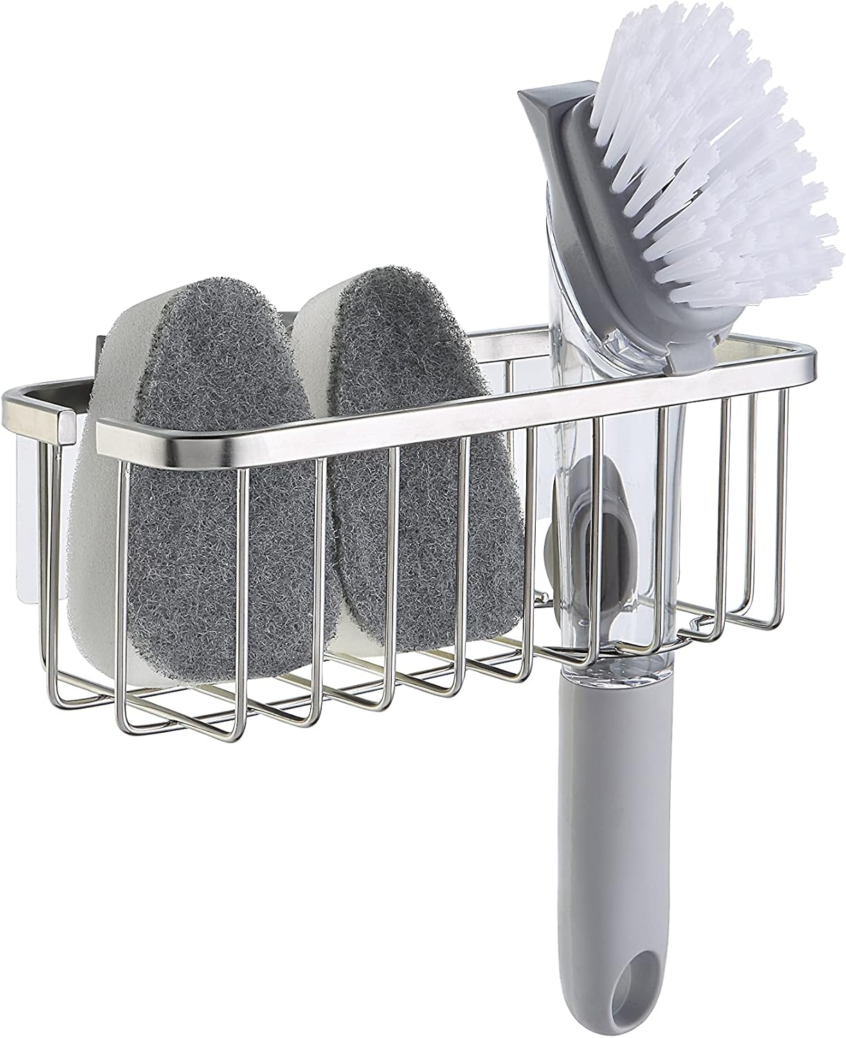 NeverRust Deluxe Kitchen & Bathroom Sink Sponge Holder Organizer with Adhesive Mount