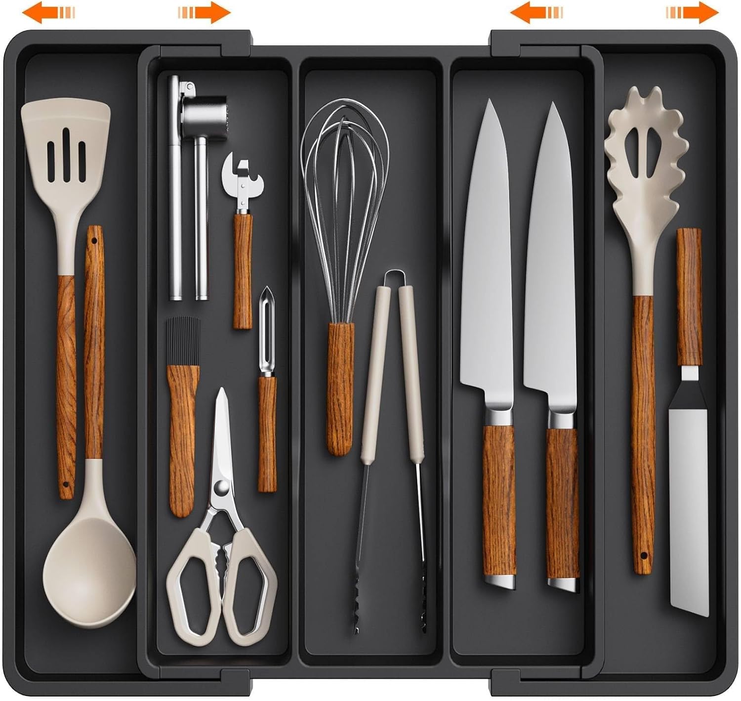 Utensil Organizer for Kitchen Drawers, Expandable Cooking Utensil Tray
