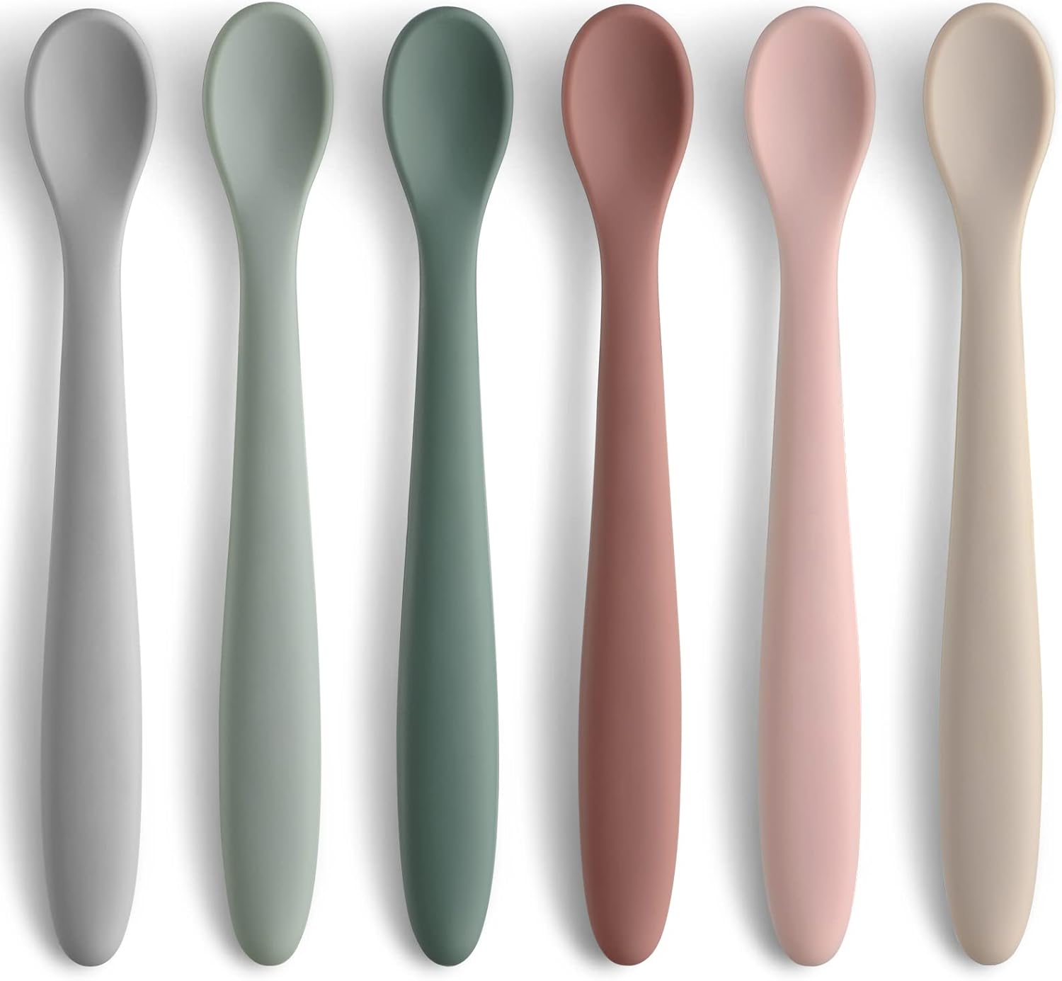 6-Piece Silicone Baby Feeding Spoons, First Stage Infant Spoons
