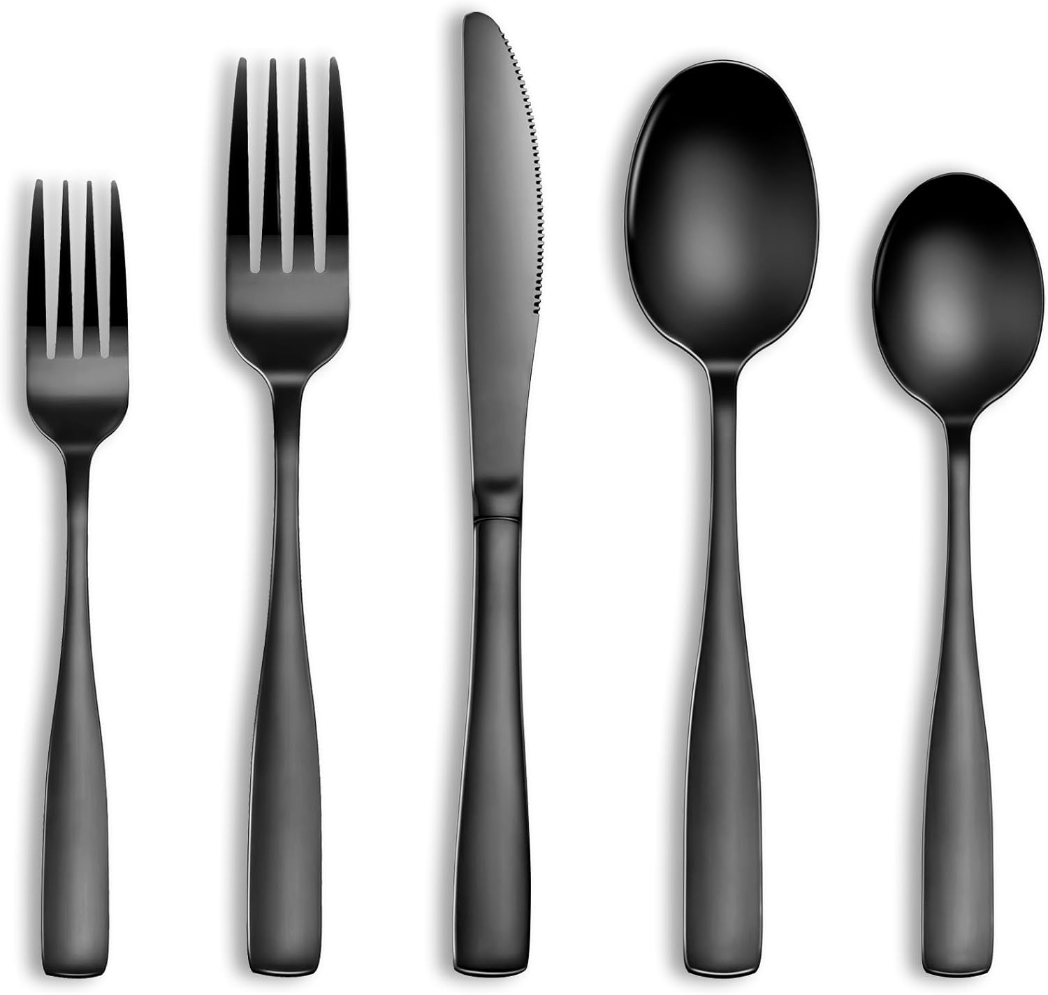 20 Pcs Black Silverware Set, Food-Grade Stainless Steel Flatware Set for 4
