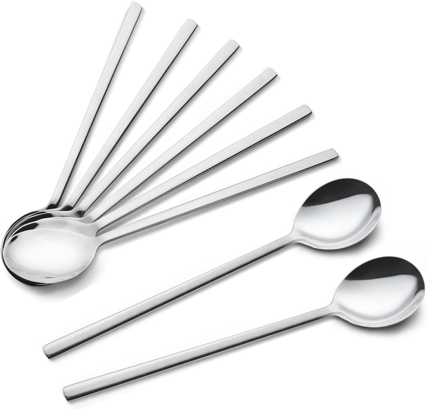 Spoons, 8 Pieces Korean Spoon, 8.5 Inch Stainless Steel Table Soup Spoons with Long Handles