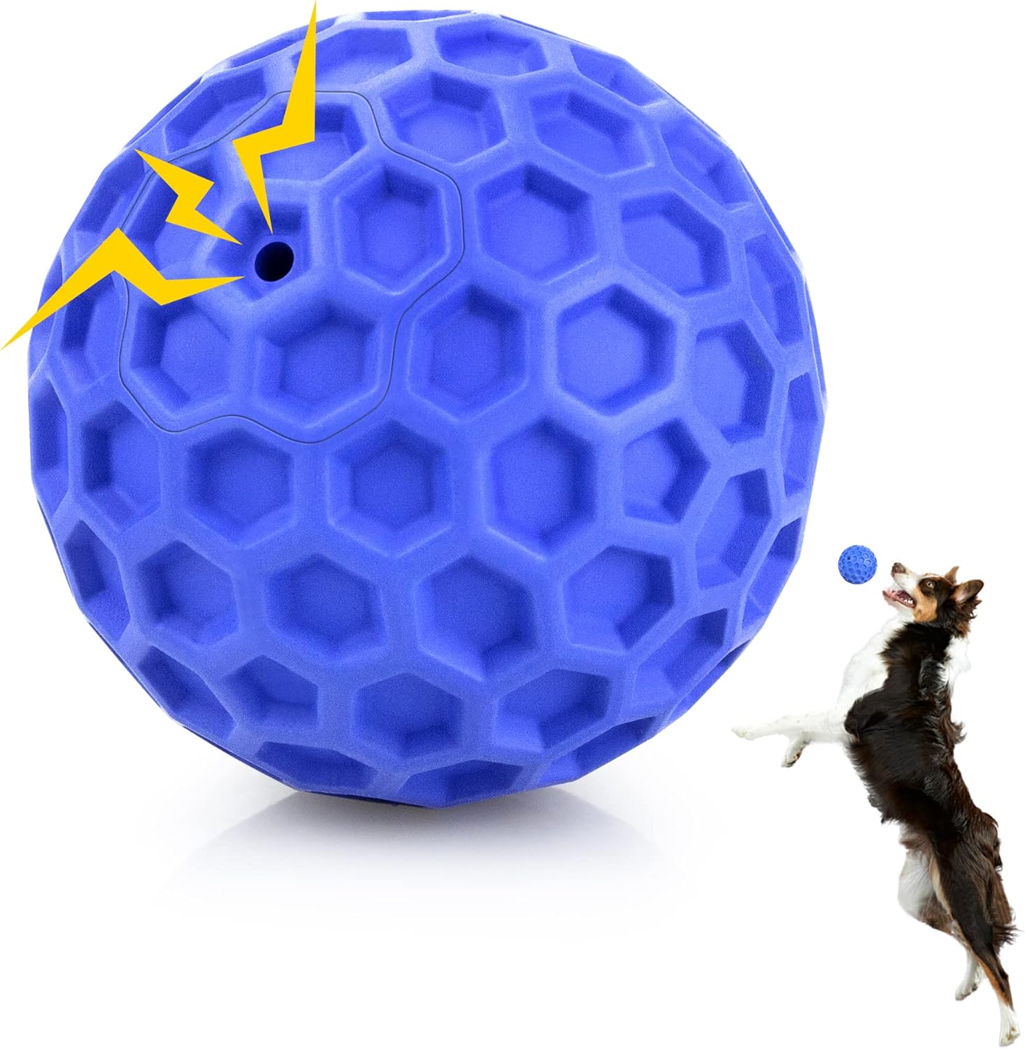 Indestructible Squeaky Dog Ball, Relieves Anxiety, Cleans Teeth