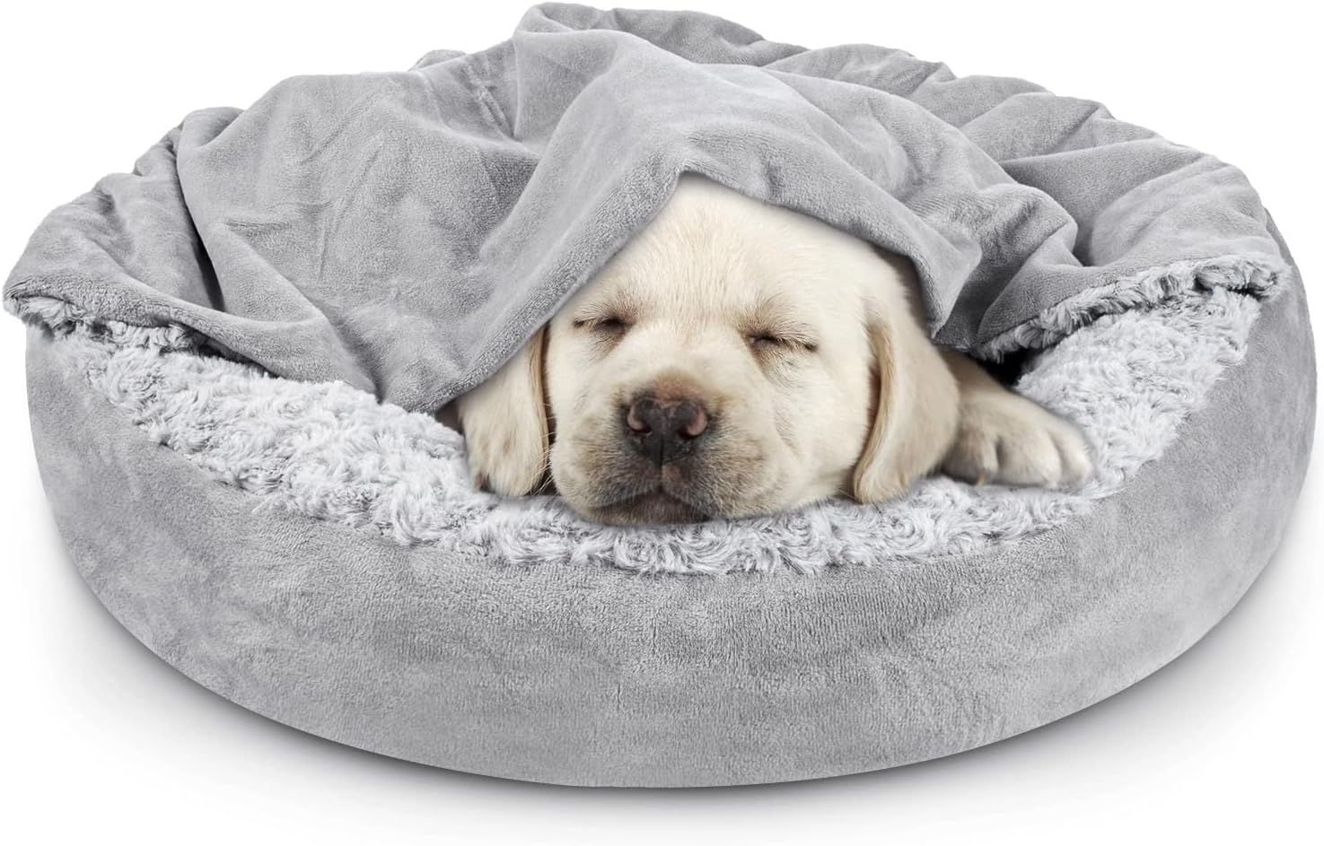 Small Dog Bed Cat Bed with Hooded Blanket, Cozy Cuddler Luxury Puppy Pet Bed