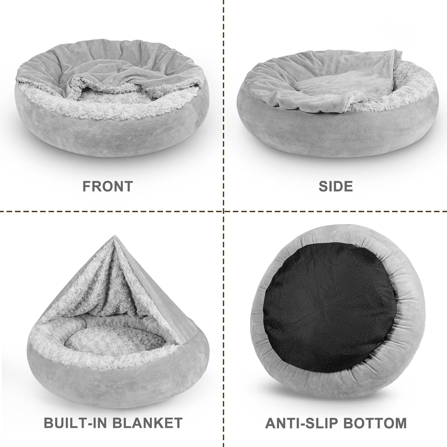 Small Dog Bed Cat Bed with Hooded Blanket, Cozy Cuddler Luxury Puppy Pet Bed