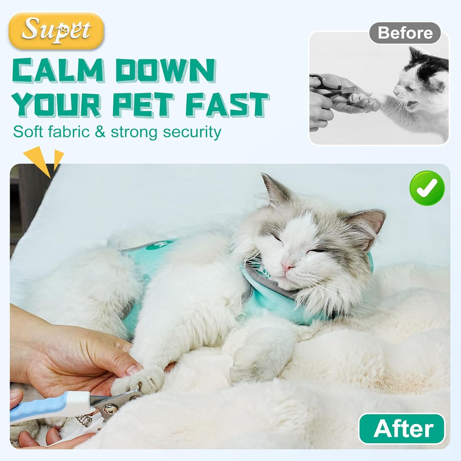 Cat Grooming Hammock, Self-Adherent Cat Wrap for Cutting Nails