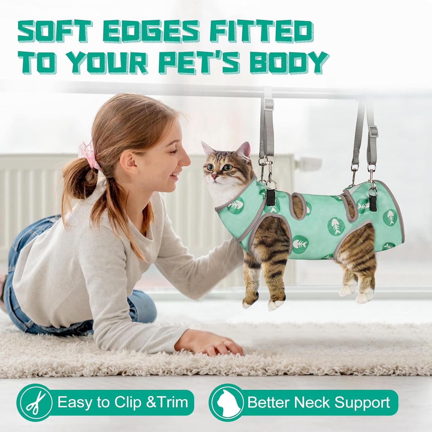 Cat Grooming Hammock, Self-Adherent Cat Wrap for Cutting Nails