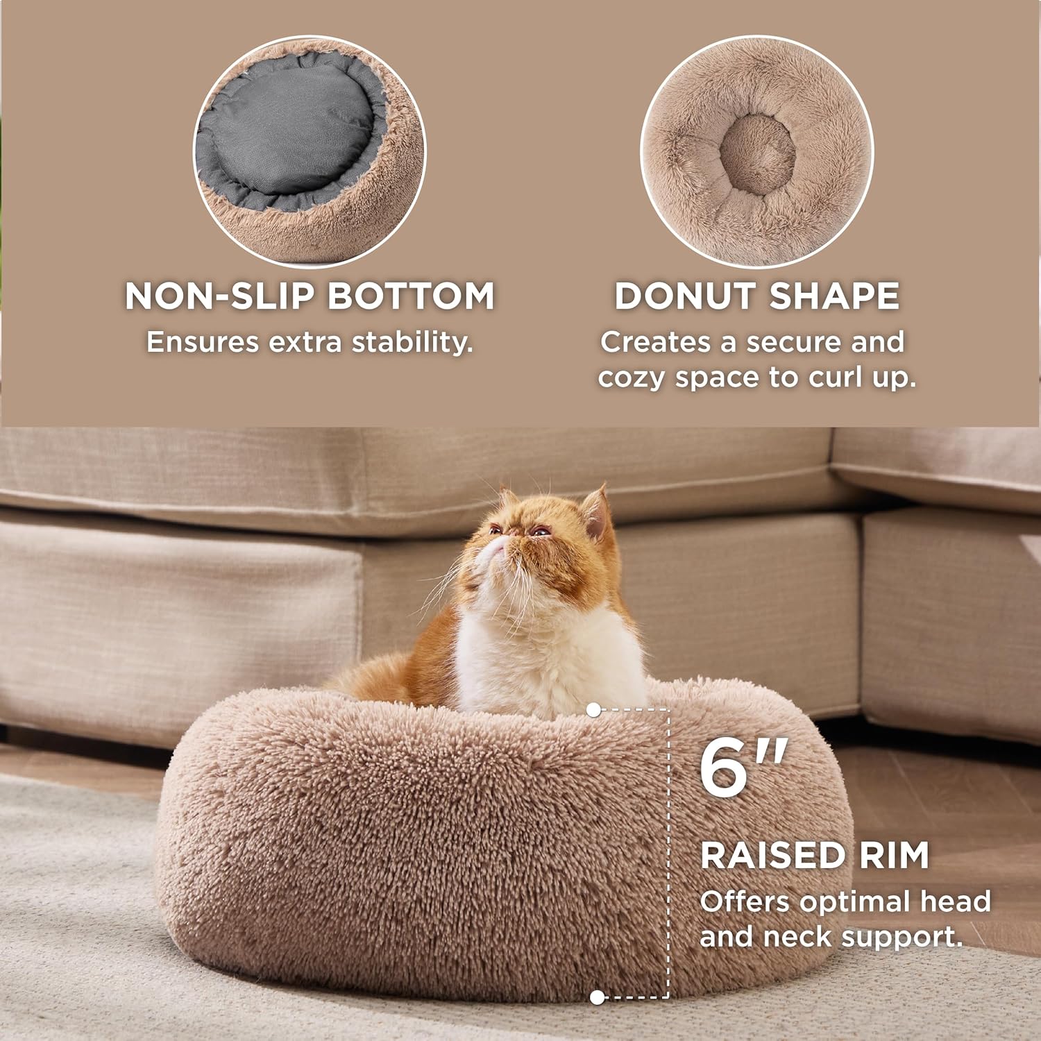 Calming Cat Beds for Indoor Cats - Small Cat Bed Washable 20 inches