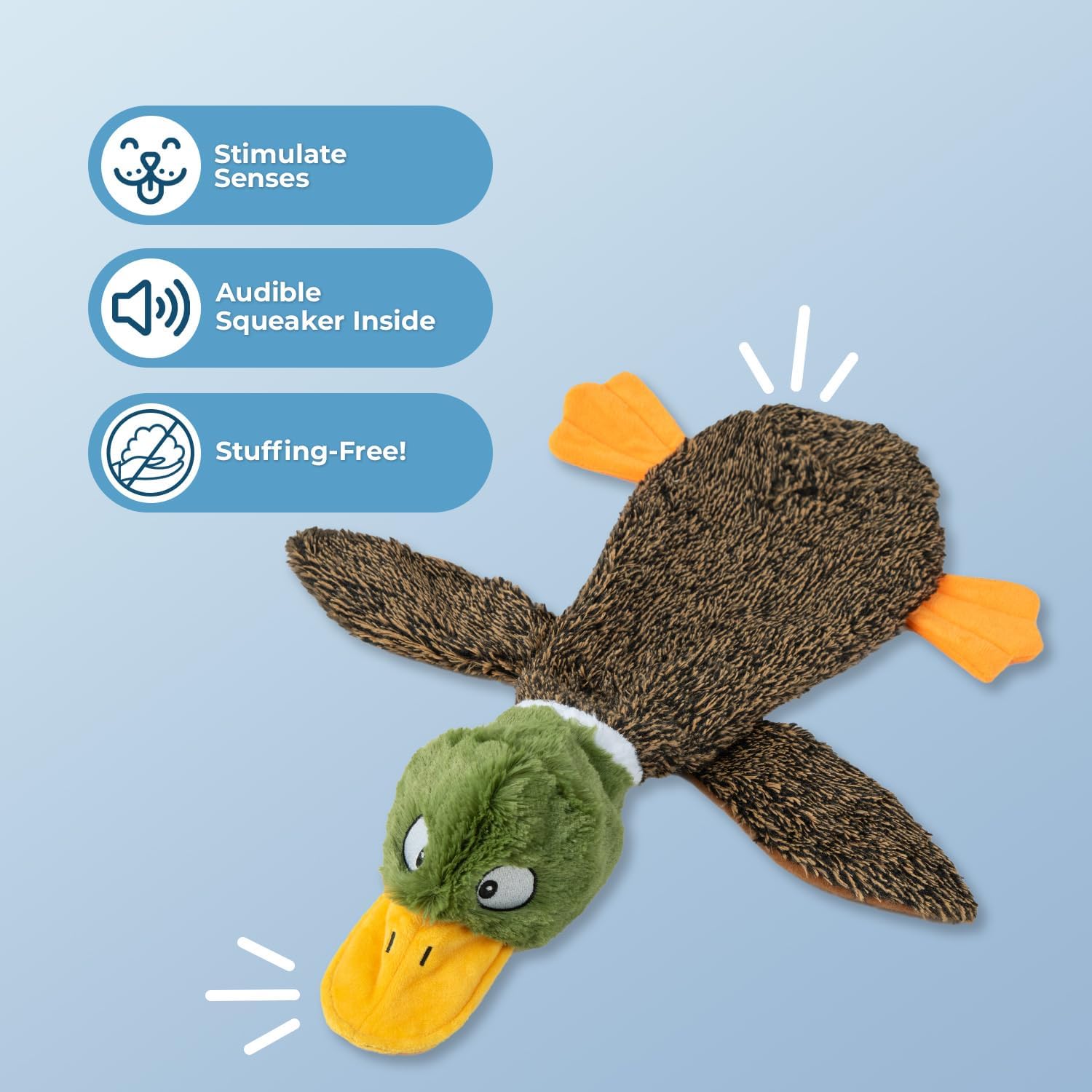 Stuffless Squeaky Dog Toys with Soft, Durable Fabric for Small