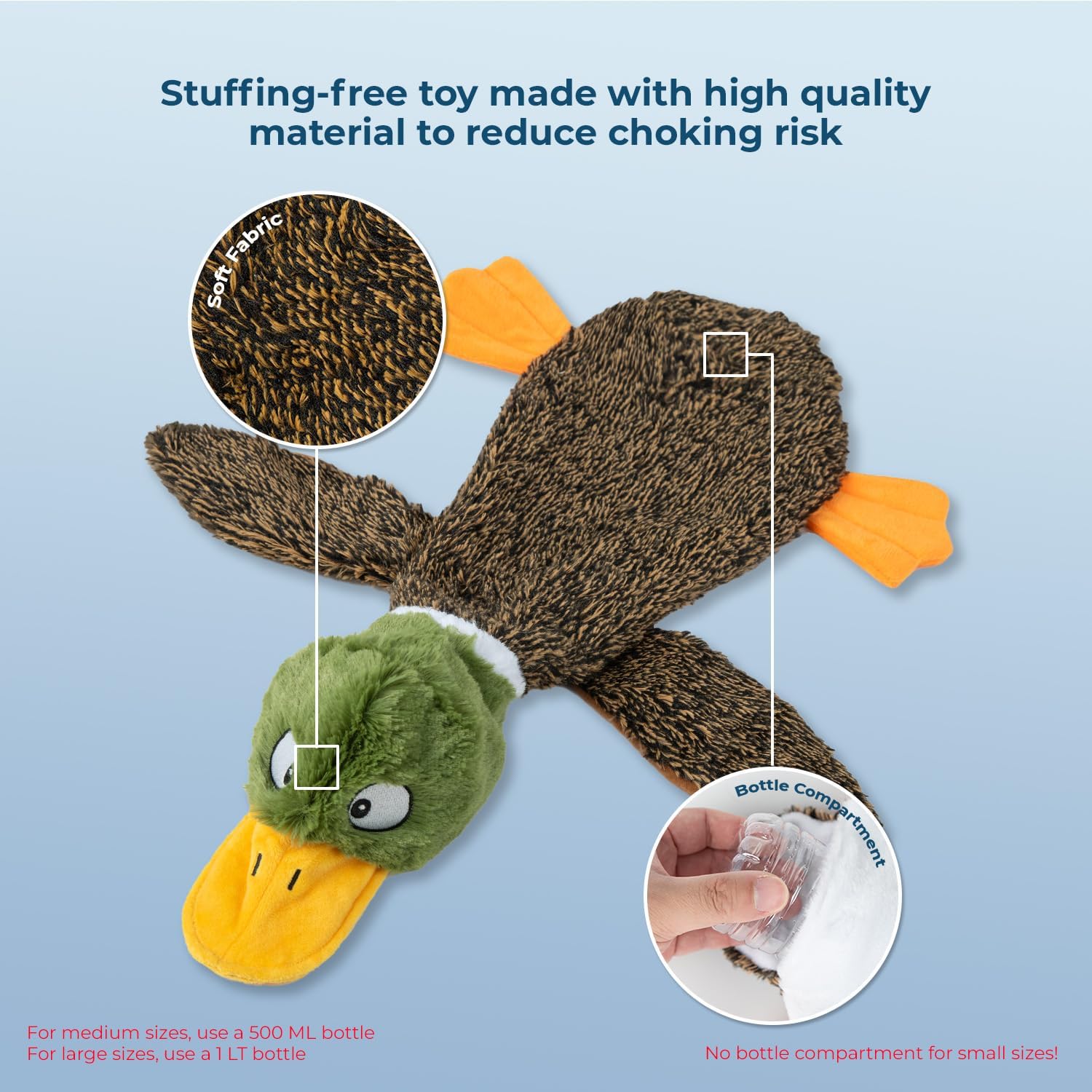 Stuffless Squeaky Dog Toys with Soft, Durable Fabric for Small