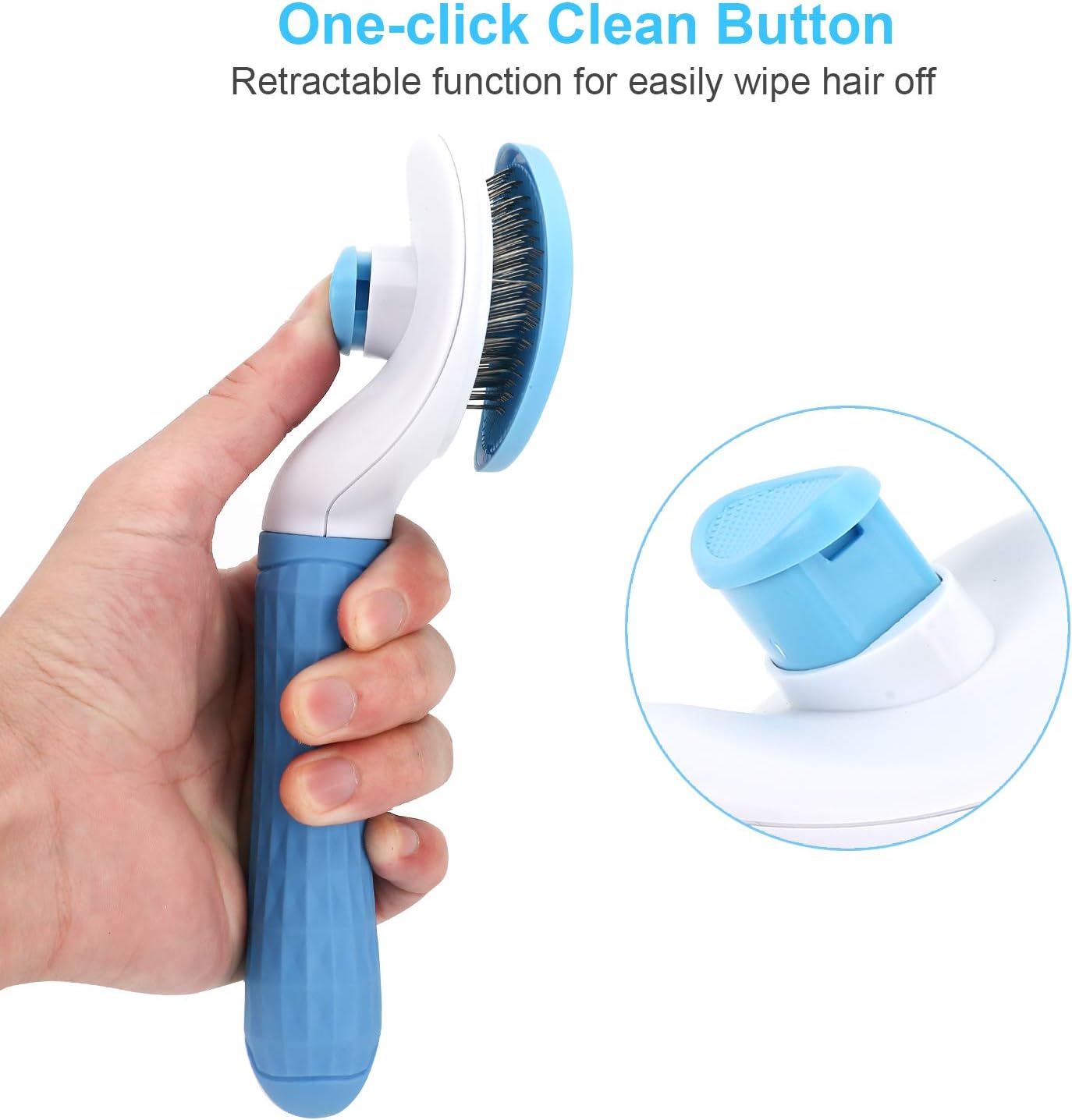 Self Cleaning Slicker Brush, Dog Cat Bunny Pet Grooming Shedding Brush