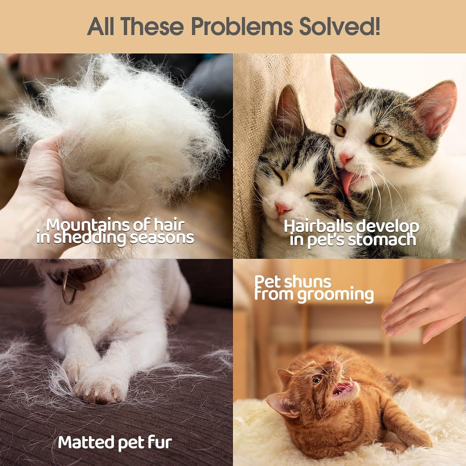 Upgrade Efficient Pet Hair Remover Gloves - Gentle Shedding Brushes for Dogs, Cats