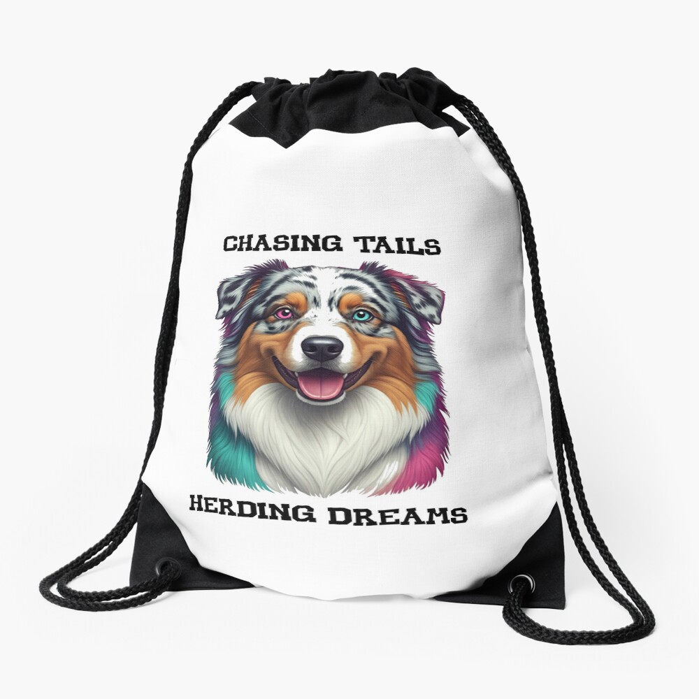 Chasing tails, Herding Dreams Drawstring Bag