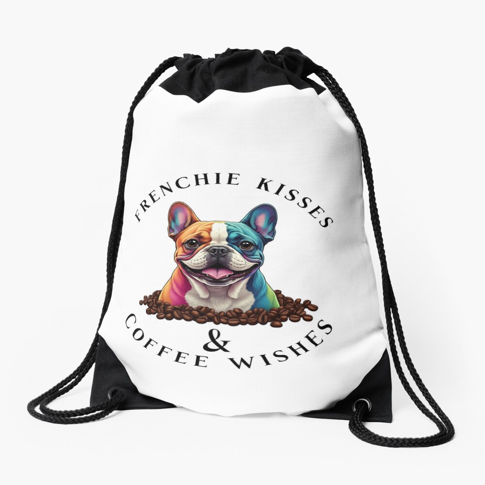Frenchie Kisses & Coffee Wishes Drawstring Bag