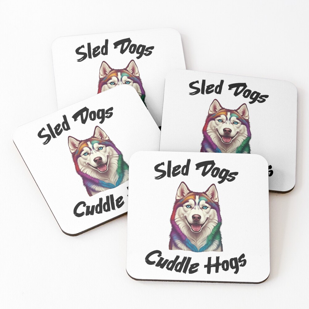 Sled Dogs Cuddle Hogs Coasters