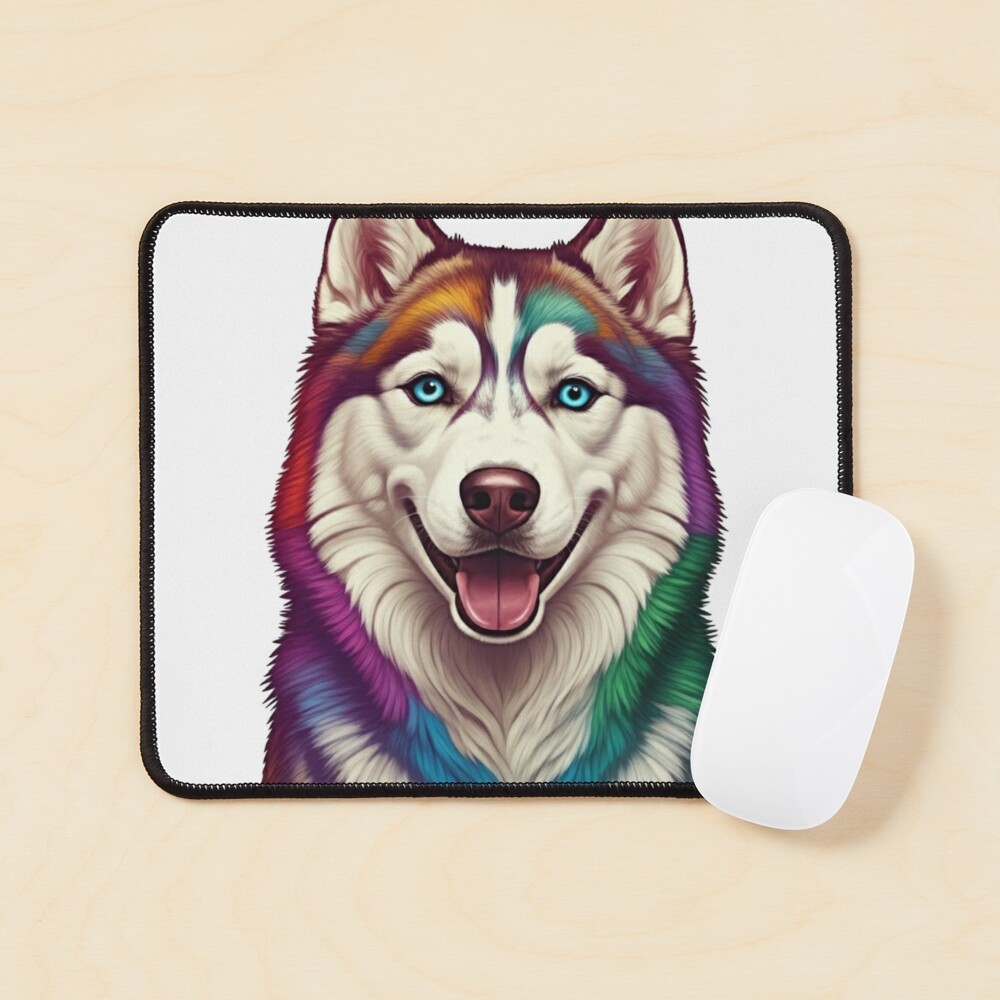 Rainbow Husky Mouse Pad