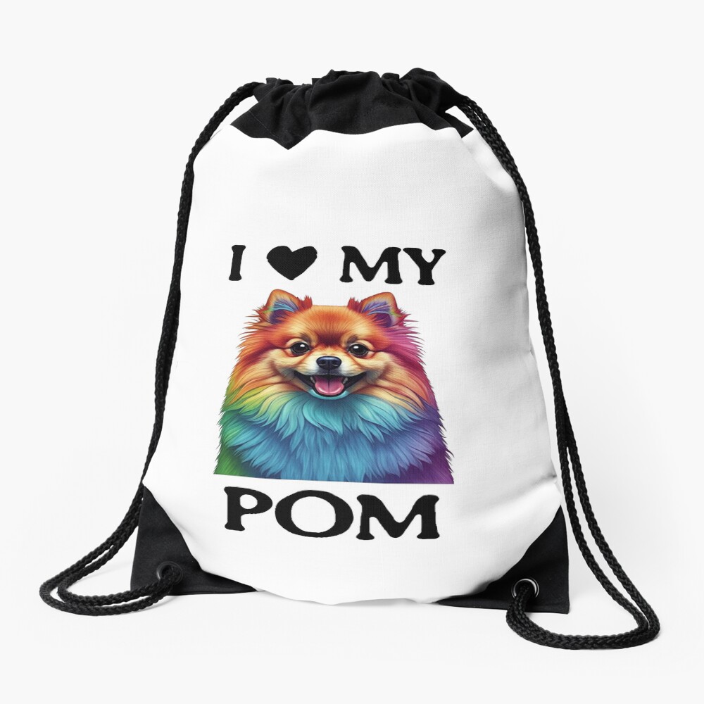 I Love My Pom Drawstring Bag
