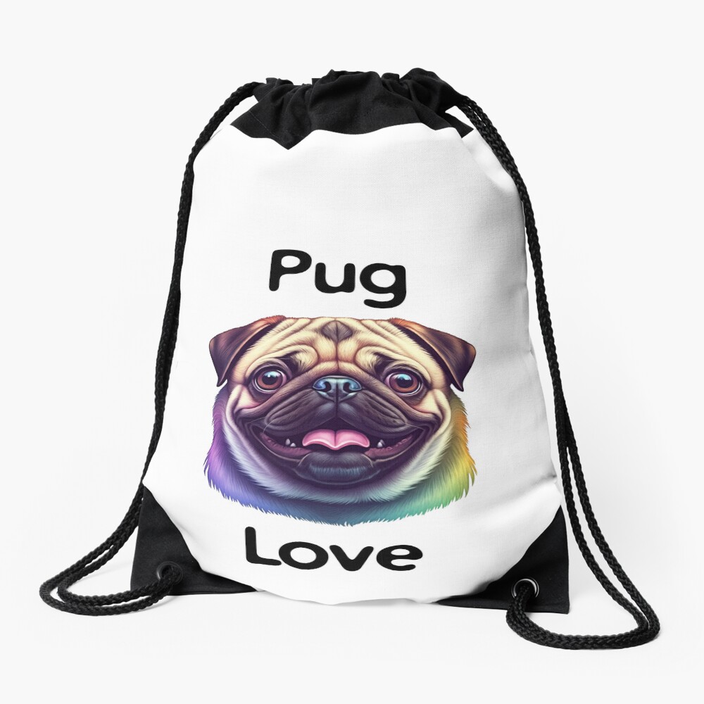 Pug Love Drawstring Bag