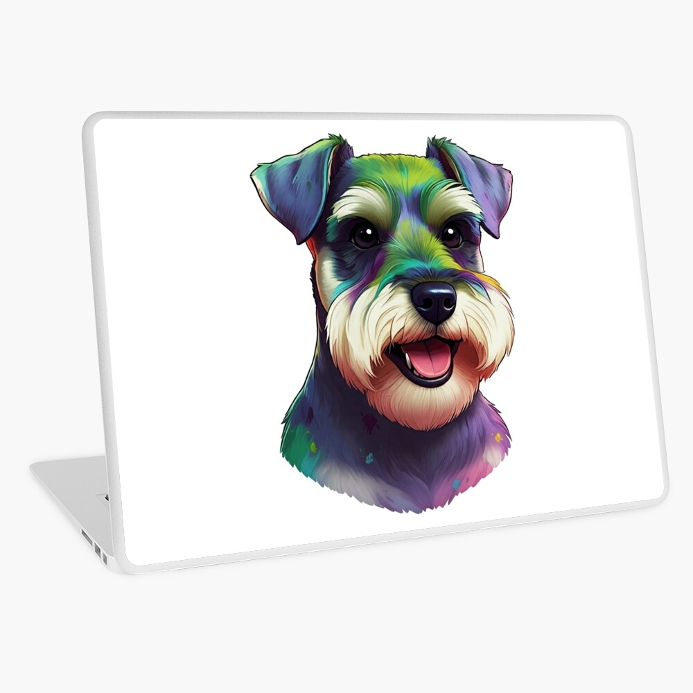 Colorful Schnauzer Dog Laptop Skin