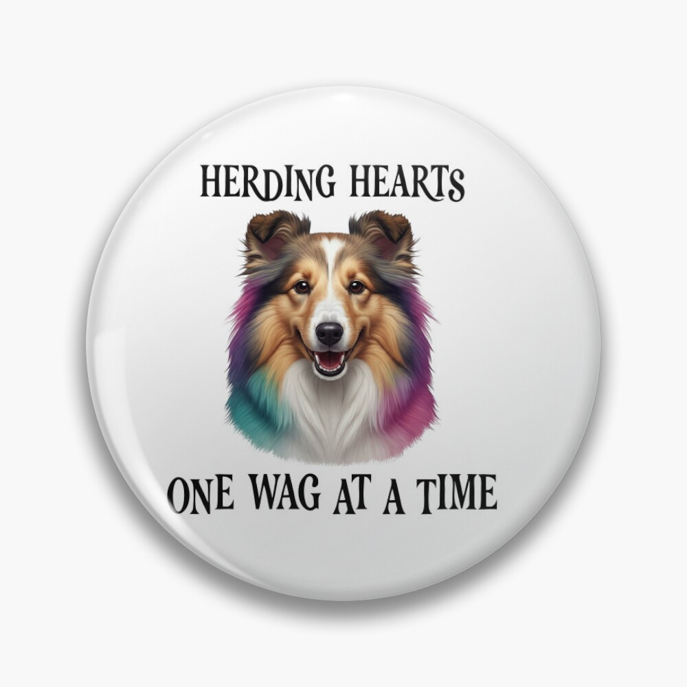 Herding Hearts Dog Button Badge