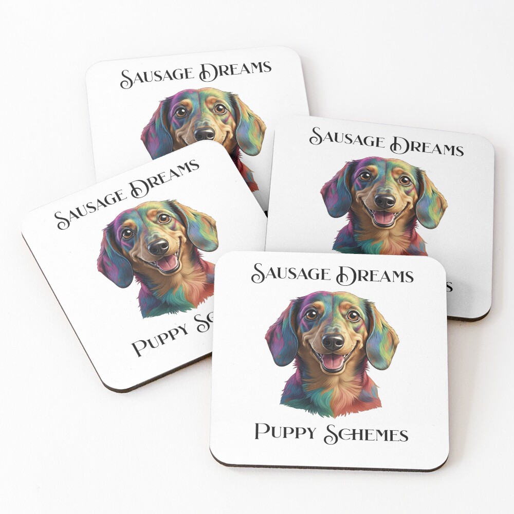 Sausage Dreams Puppy Schemes Coasters