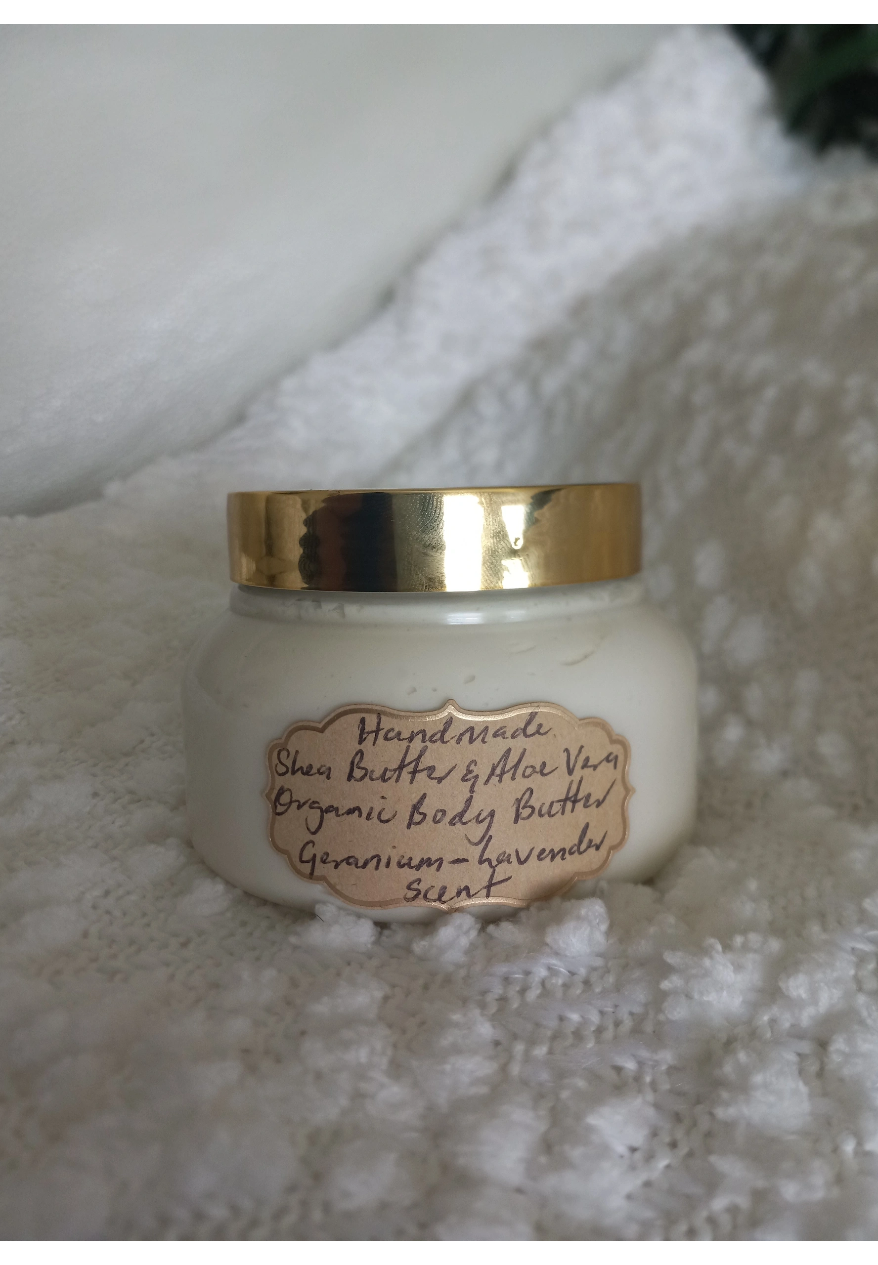 Shea Butter & Aloe Vera Organic Body Butter Geranium-Lavender Scent
