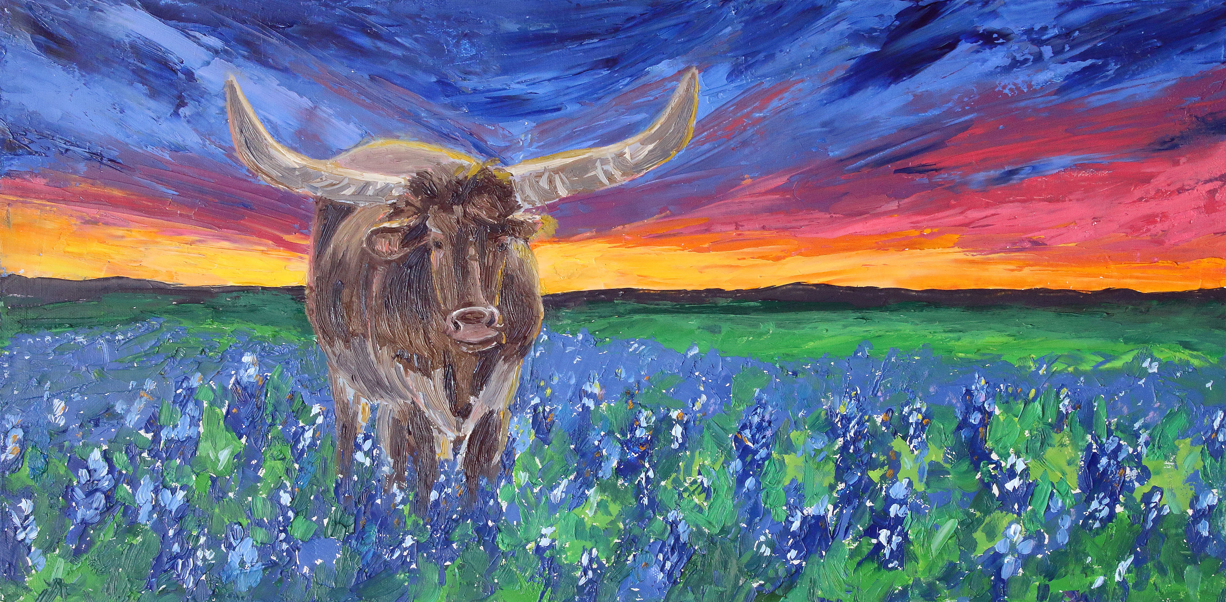 Sunset Longhorn Bluebonnets