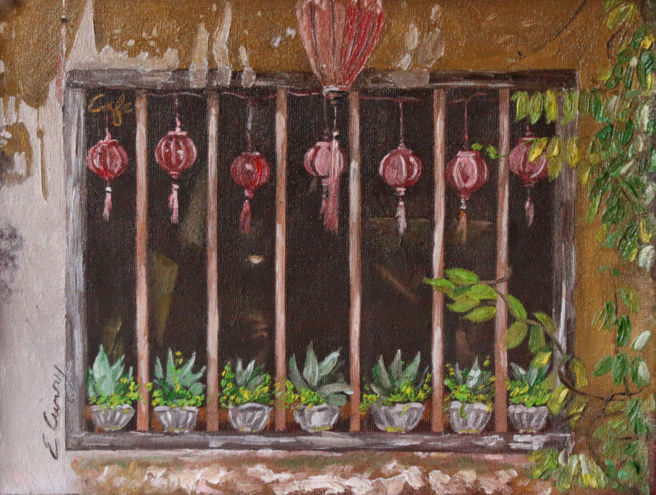 Lanterns and Potted Plants