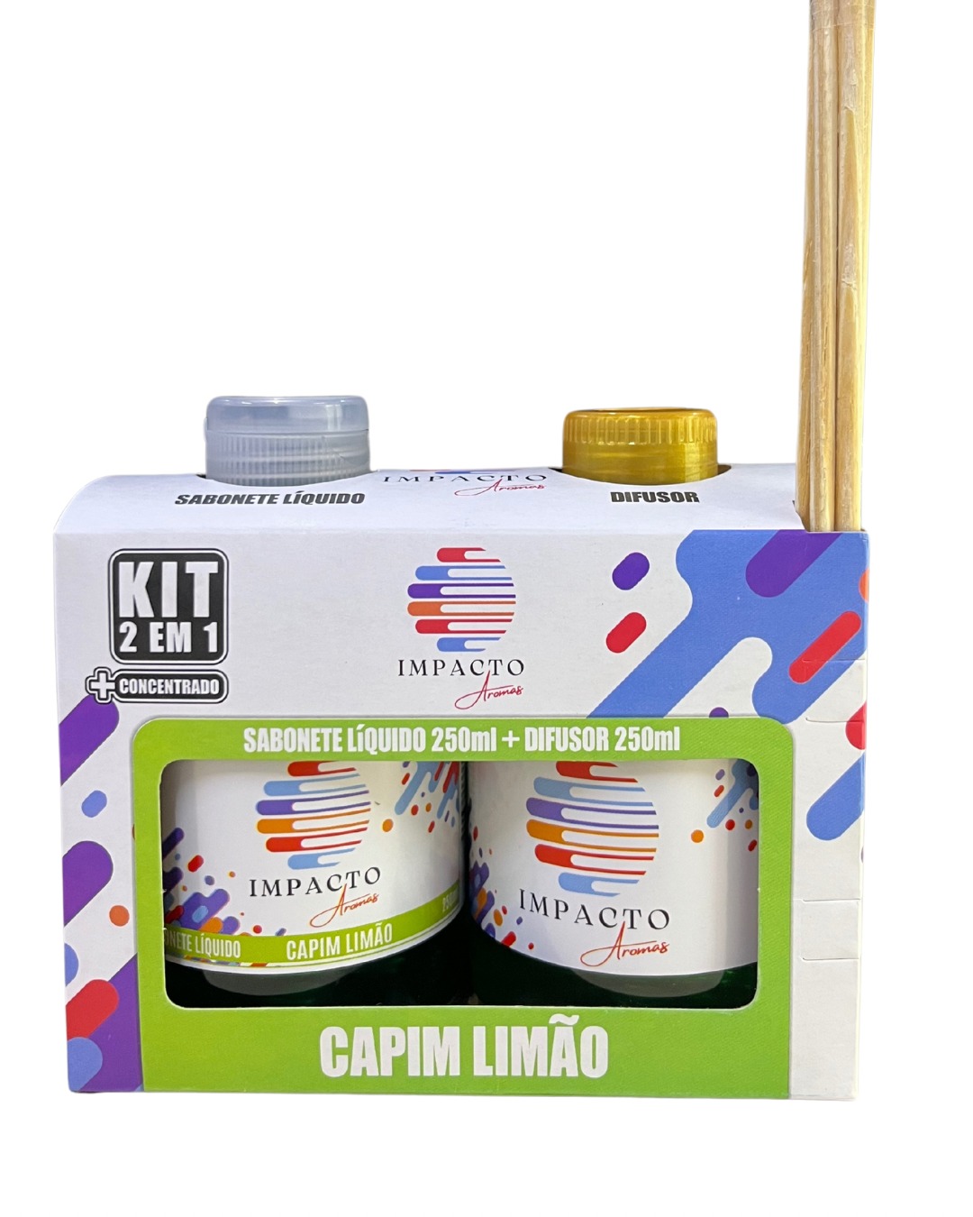 Kit Sabonete Líquido e Difusor Impacto Aromas Capim Limão